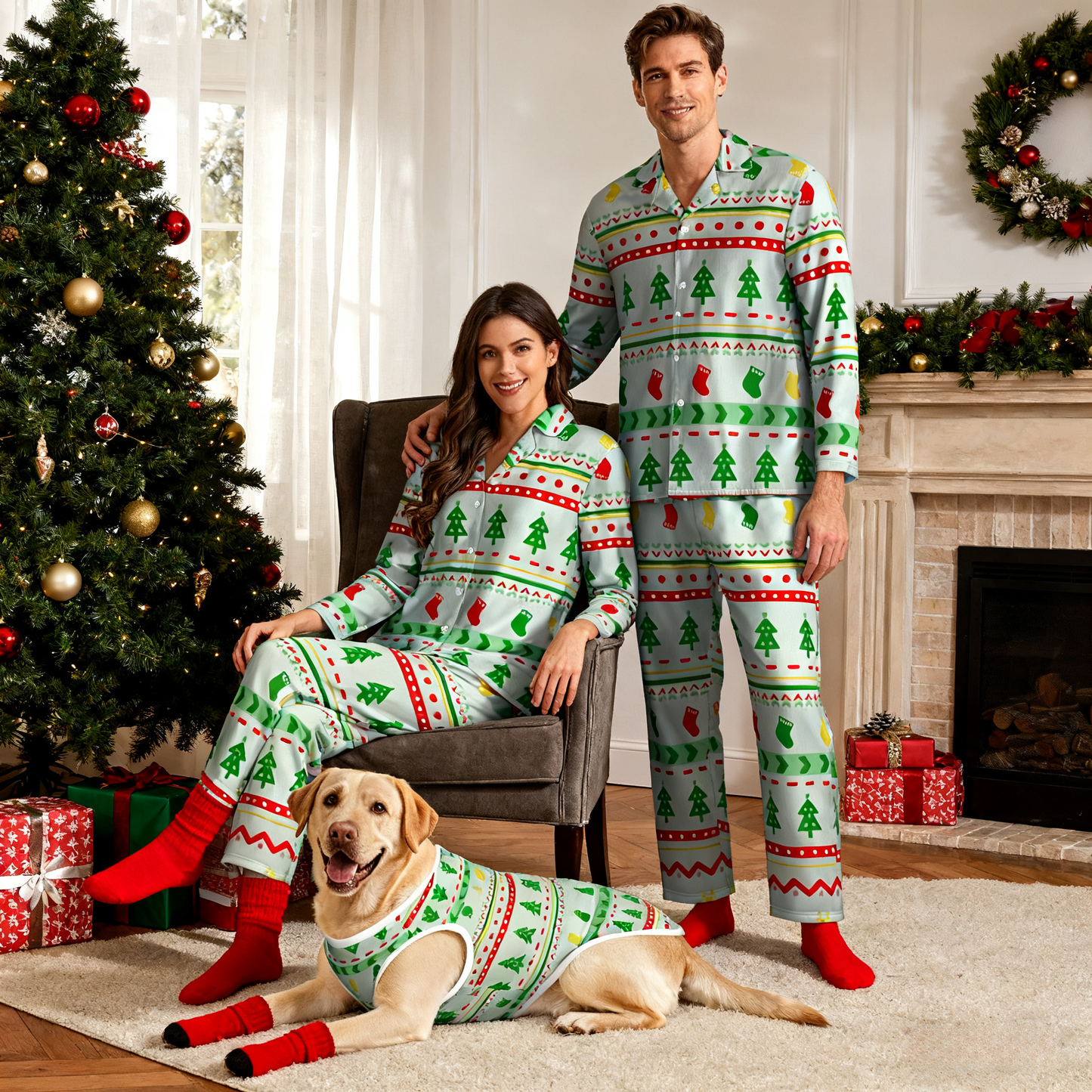 Holiday Charming Trees Matching Pajamas
