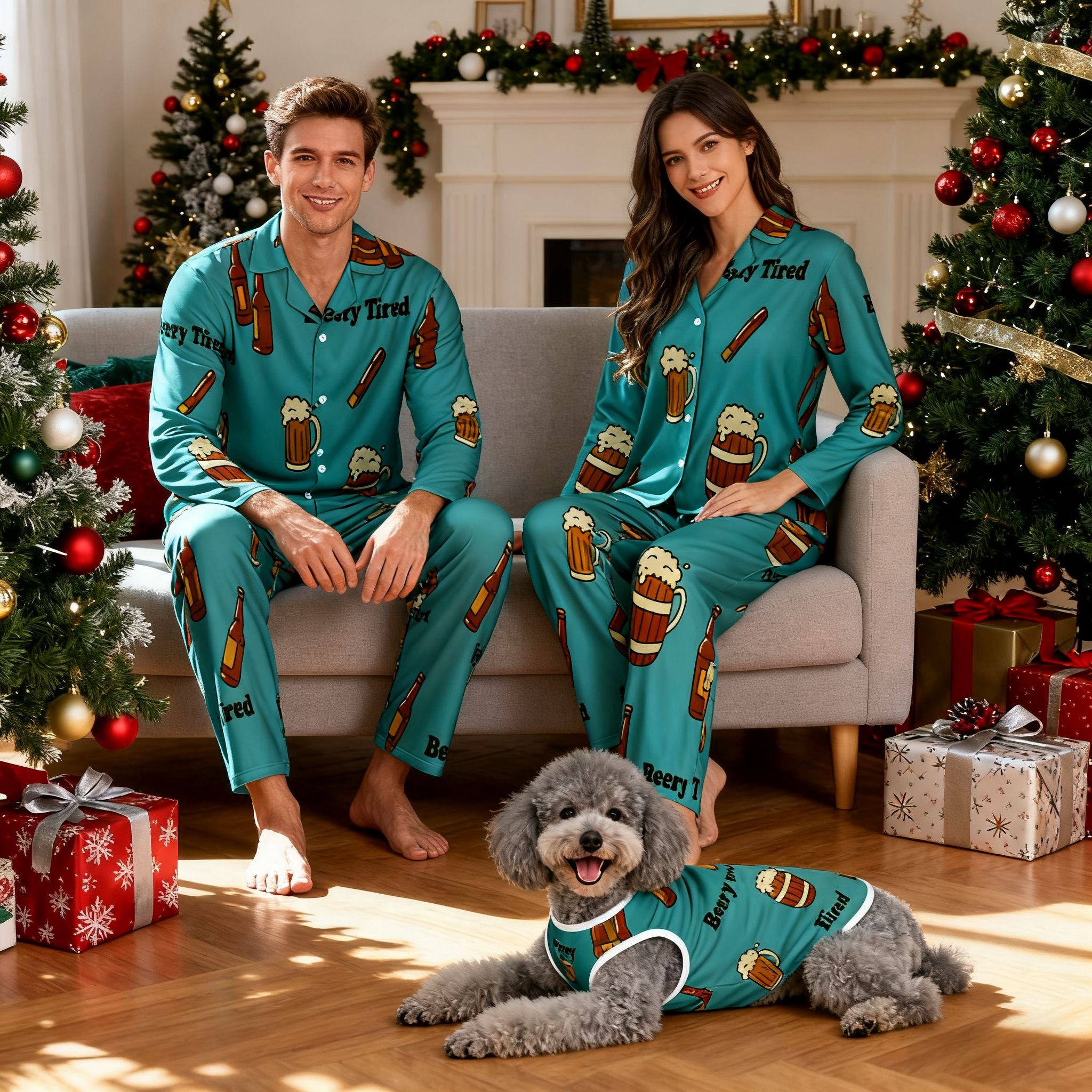 Holiday Beery Tired Beer Christmas Pajamas