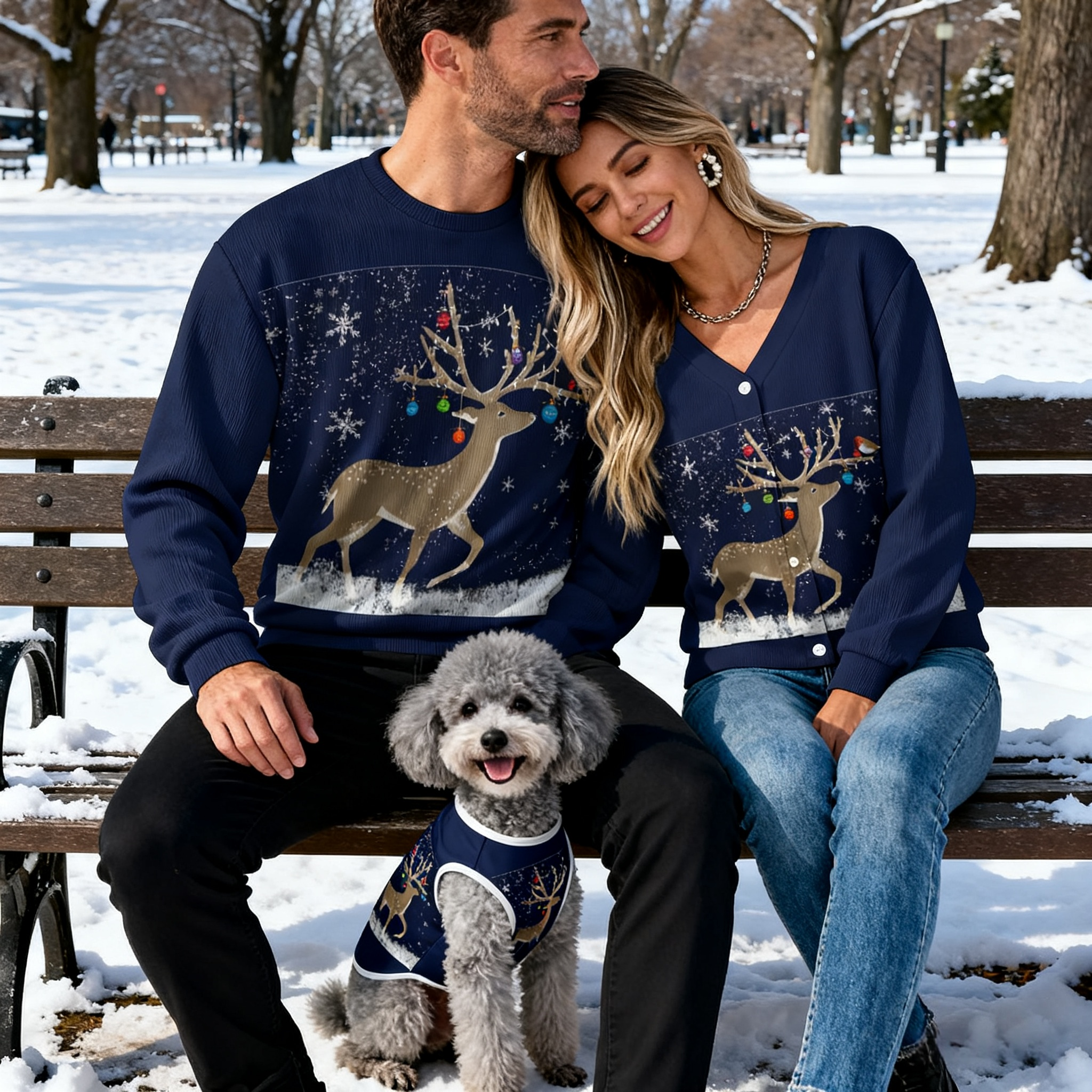Holiday Lights Reindeer Sweater
