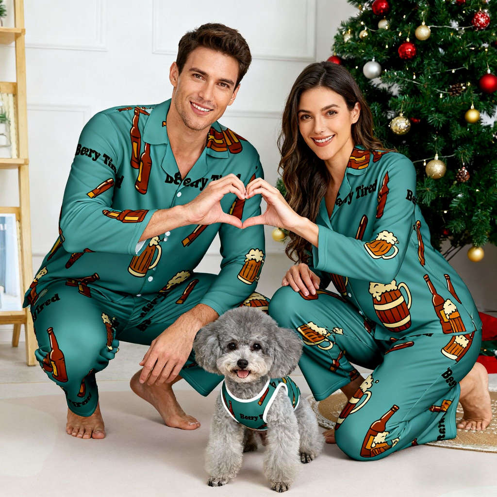 Holiday Beery Tired Beer Christmas Pajamas