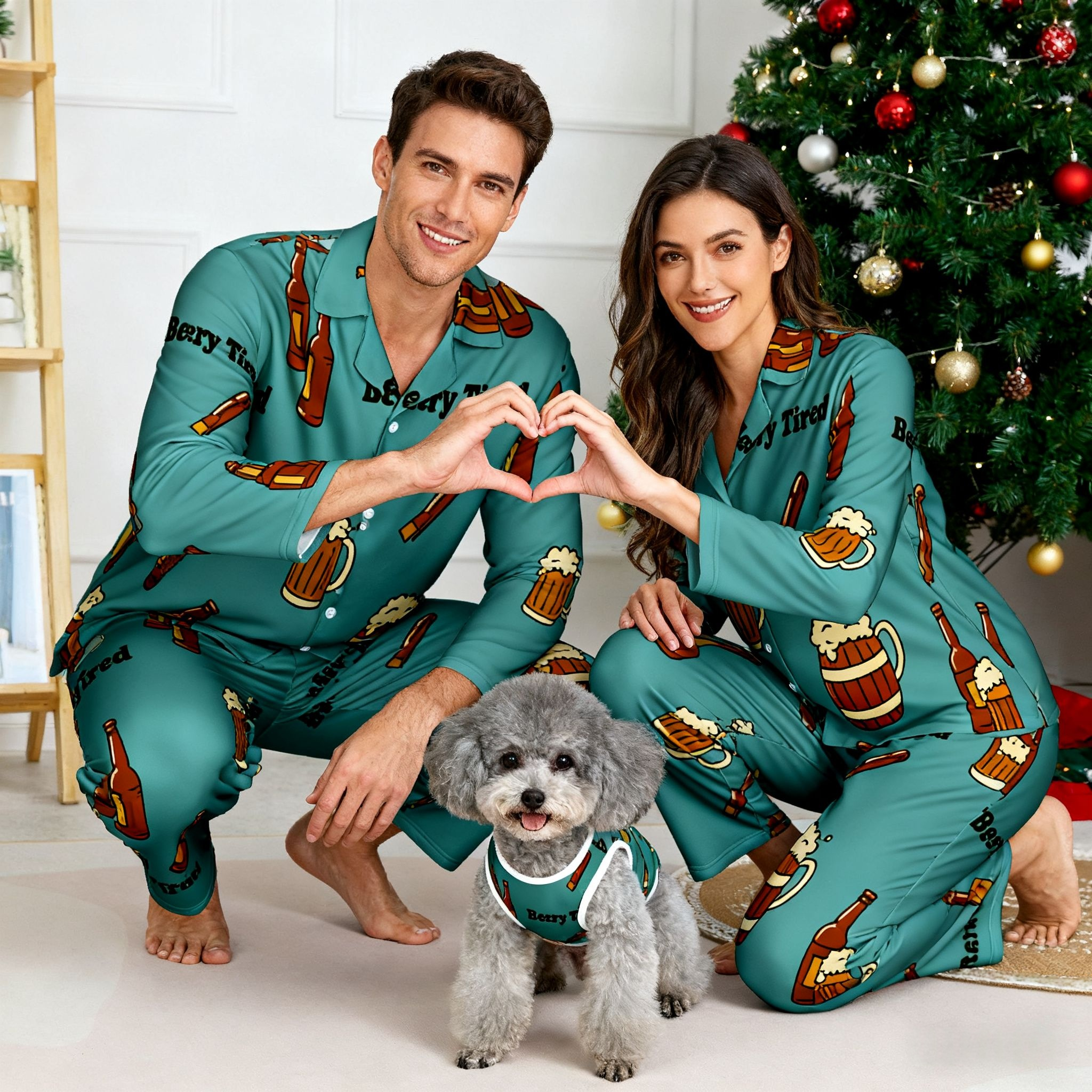 Holiday Beery Tired Beer Christmas Pajamas