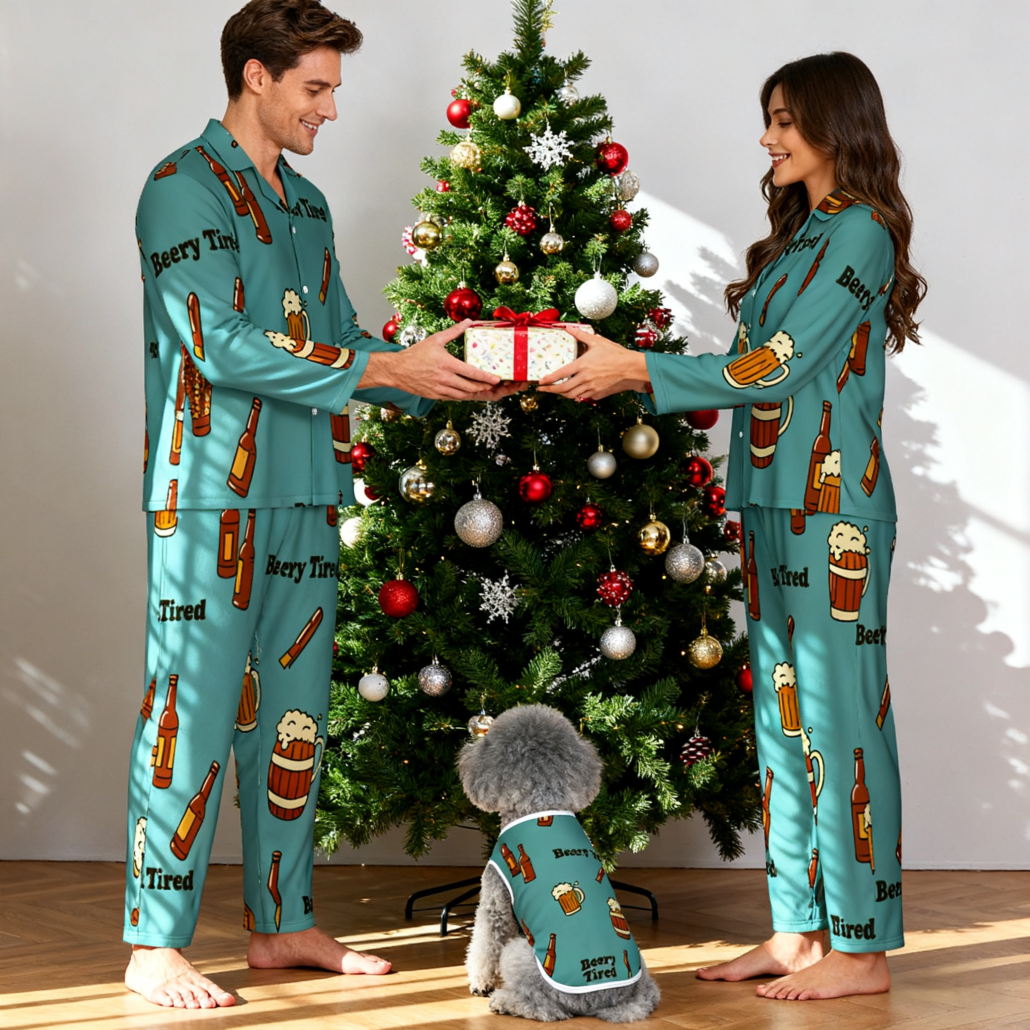 Holiday Beery Tired Beer Christmas Pajamas