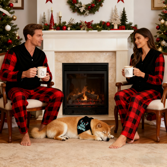 Holiday Reindeer Antlers Merry Christmas Matching Pajamas