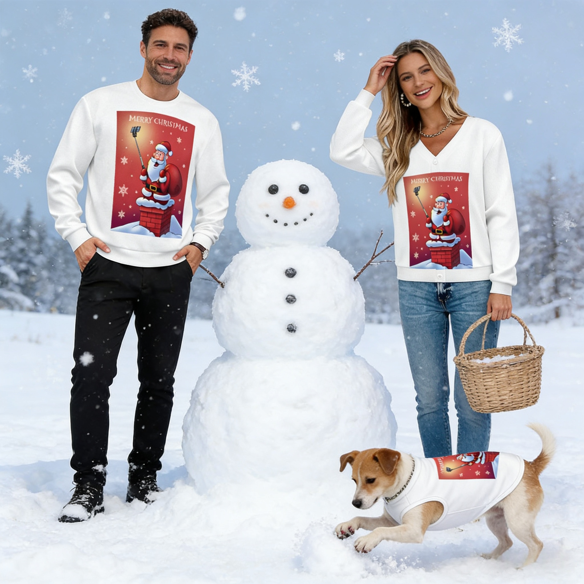 Chimney Selfie Santa Matching Sweater