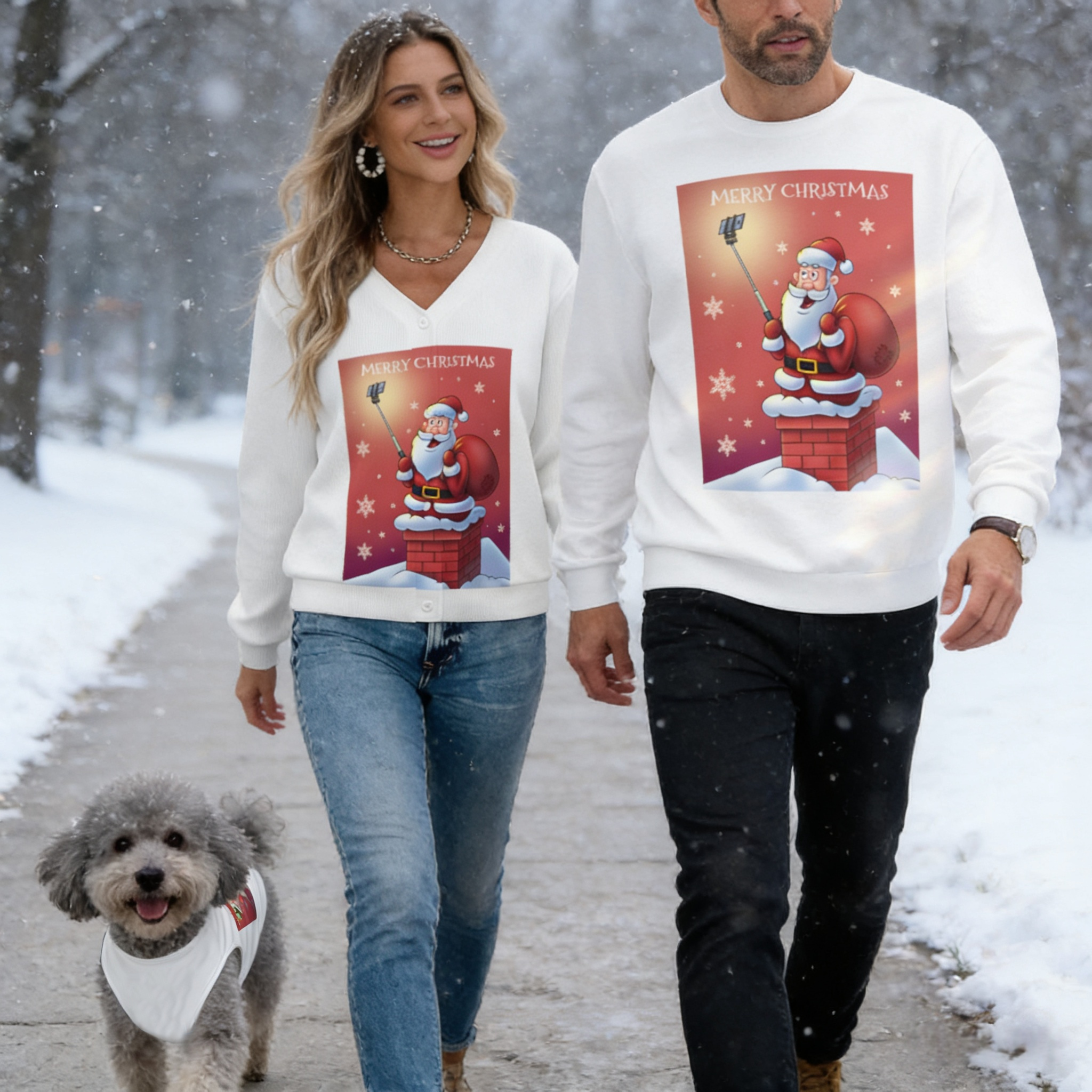 Chimney Selfie Santa Matching Sweater