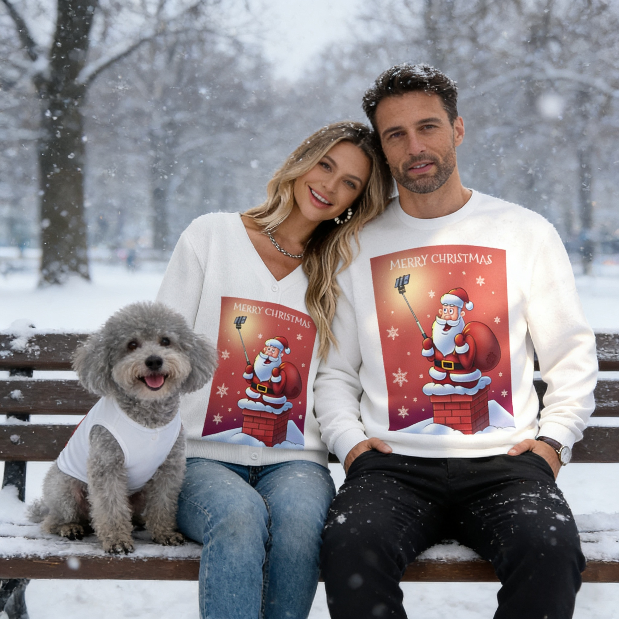 Chimney Selfie Santa Matching Sweater
