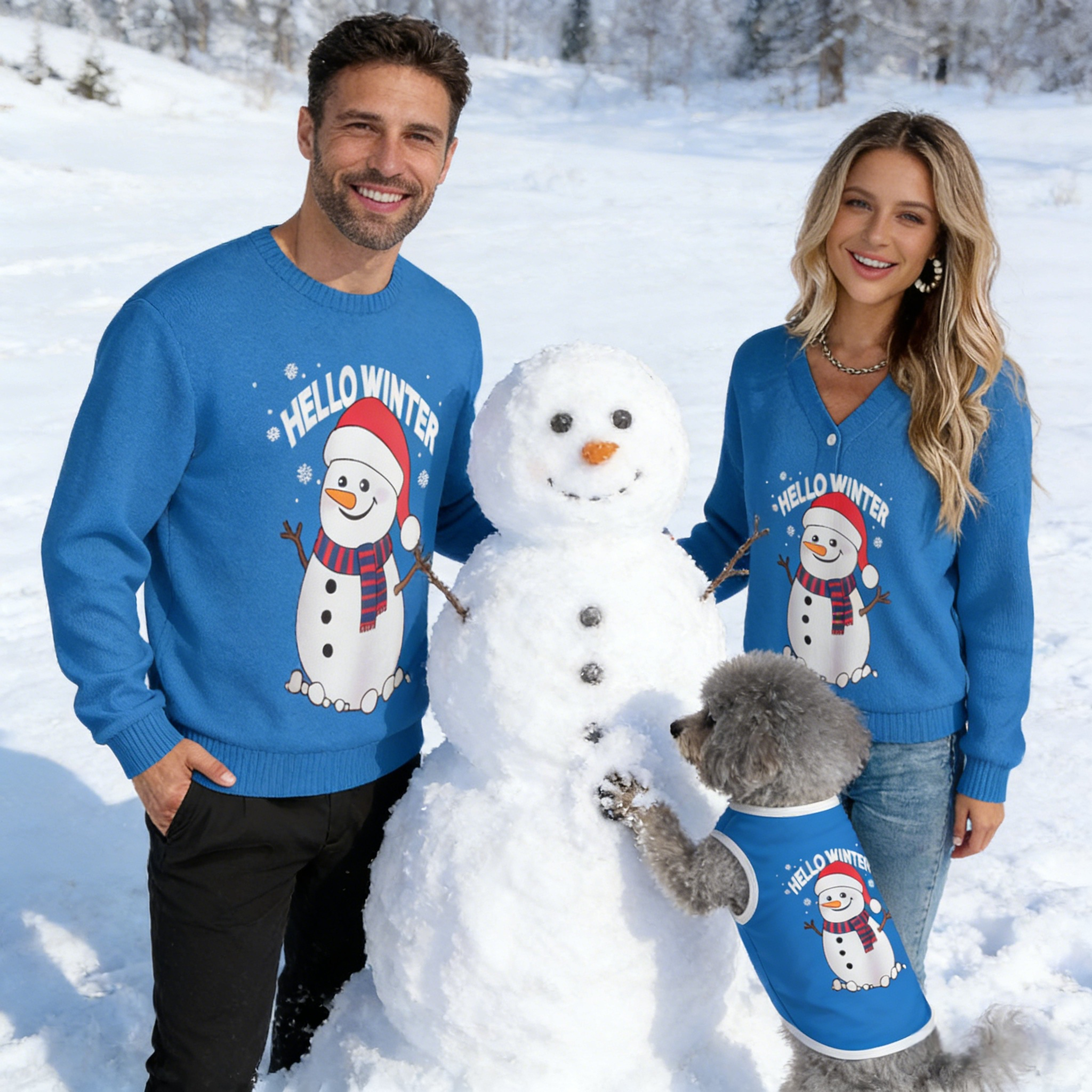 Winter Snowman Smiles Matching Sweater