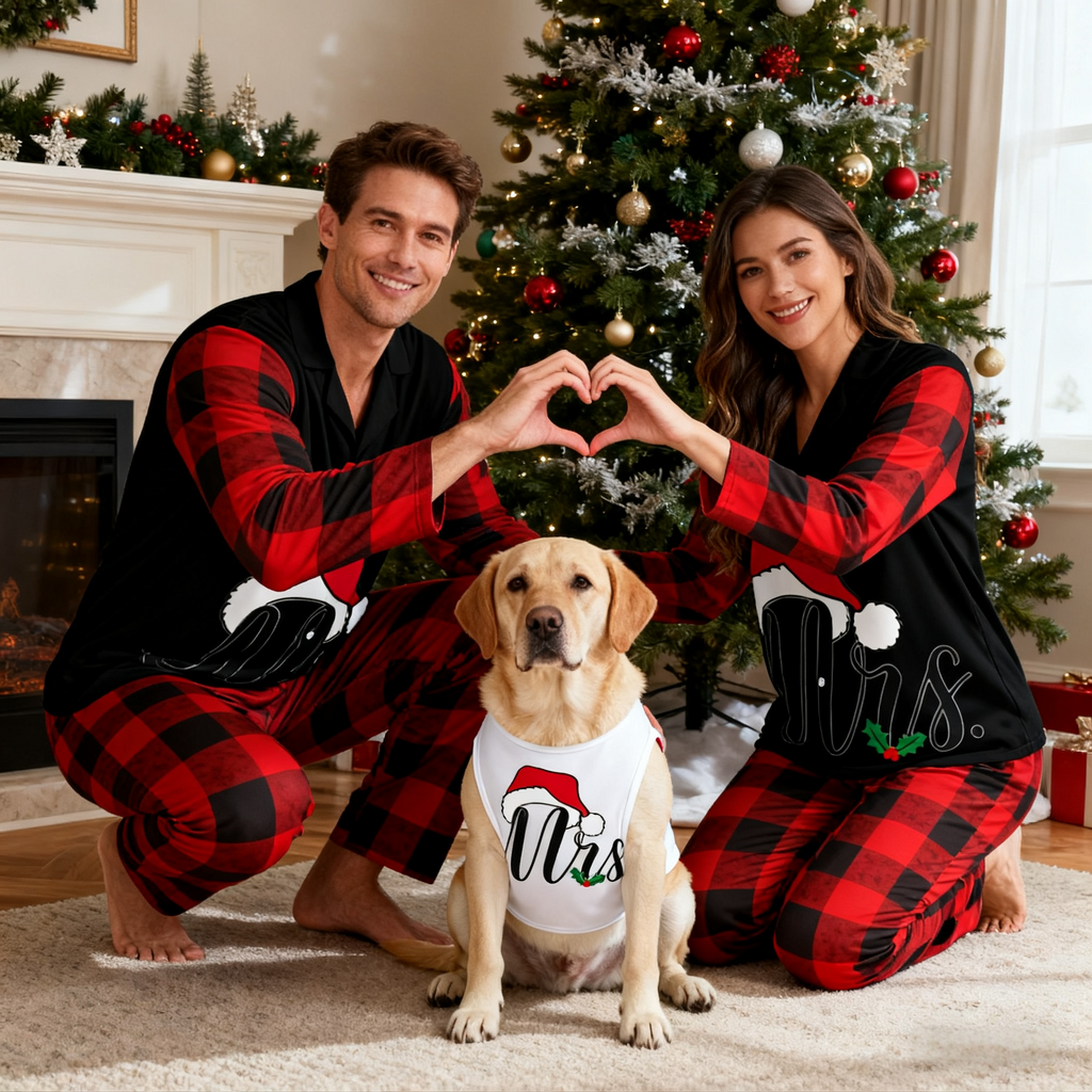 Holiday Santa Script Matching Pajamas