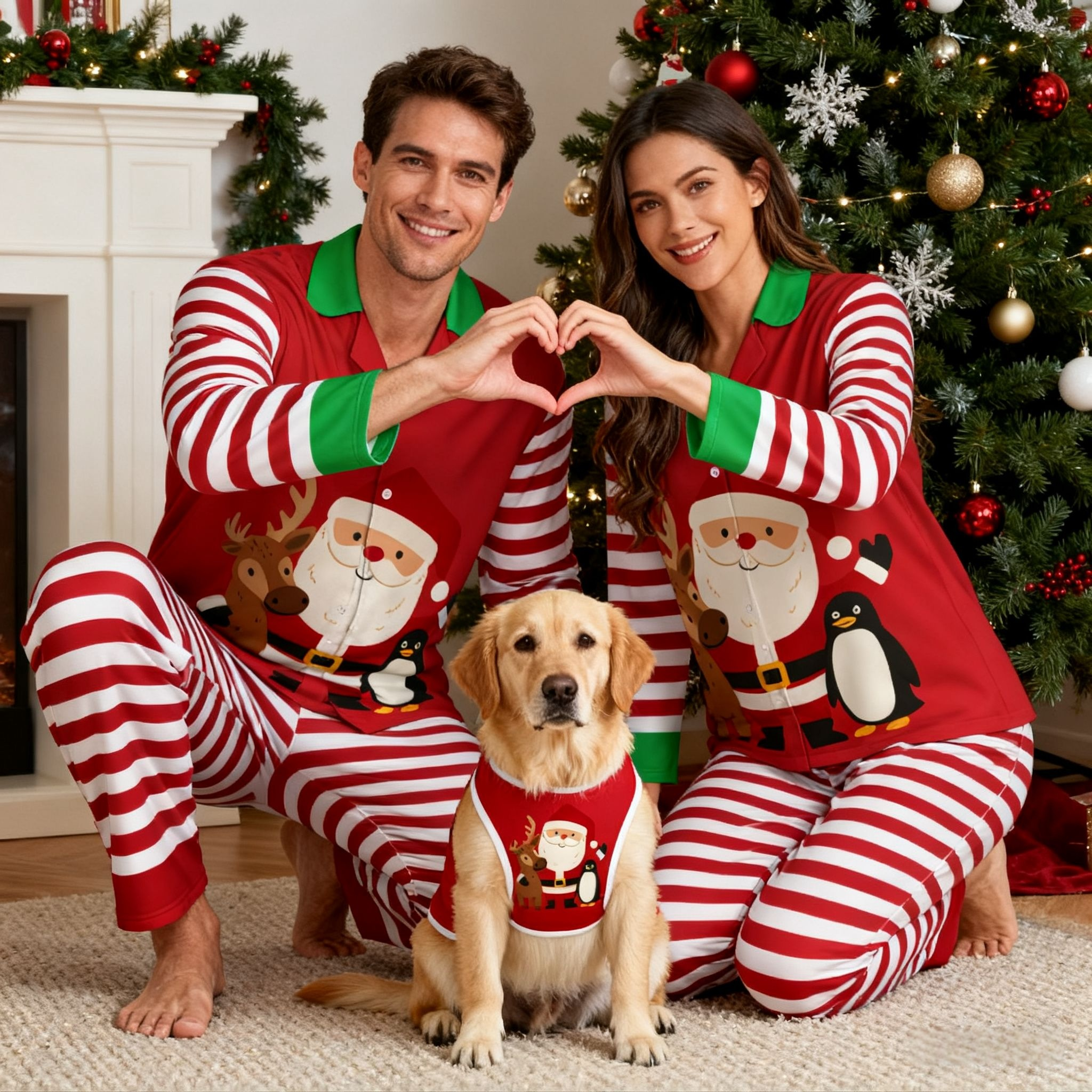 Holiday Santa Friends Matching Pajamas