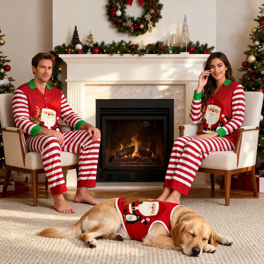 Holiday Santa Friends Matching Pajamas