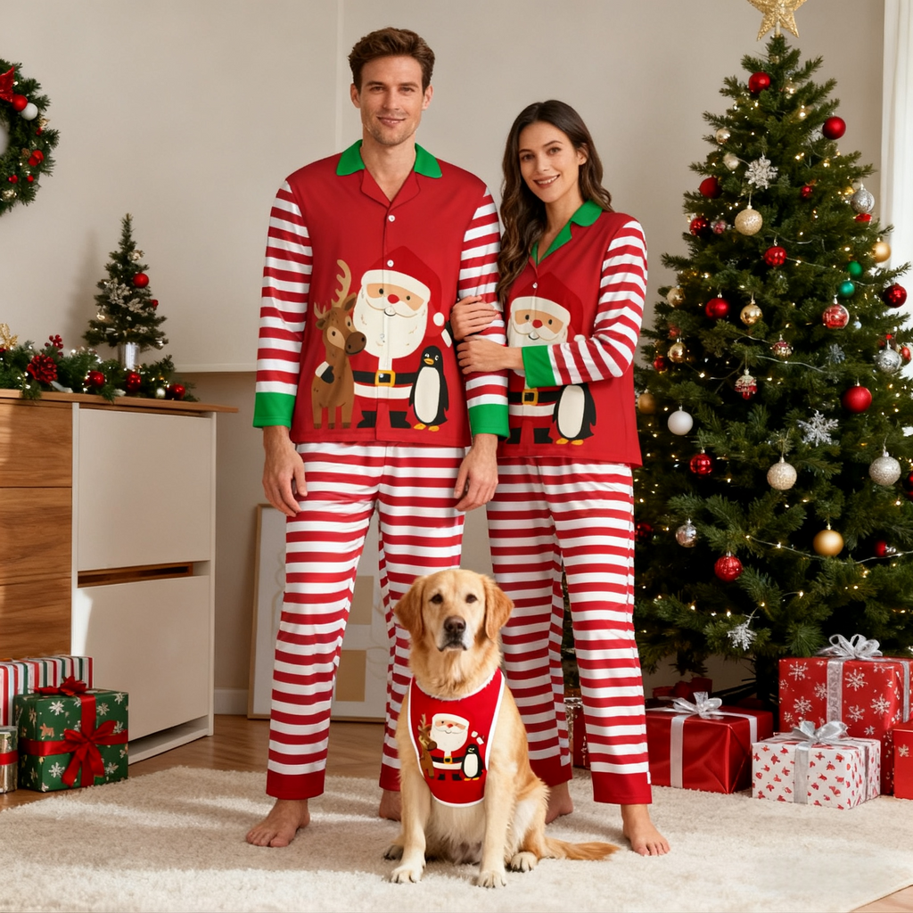 Holiday Santa Friends Matching Pajamas