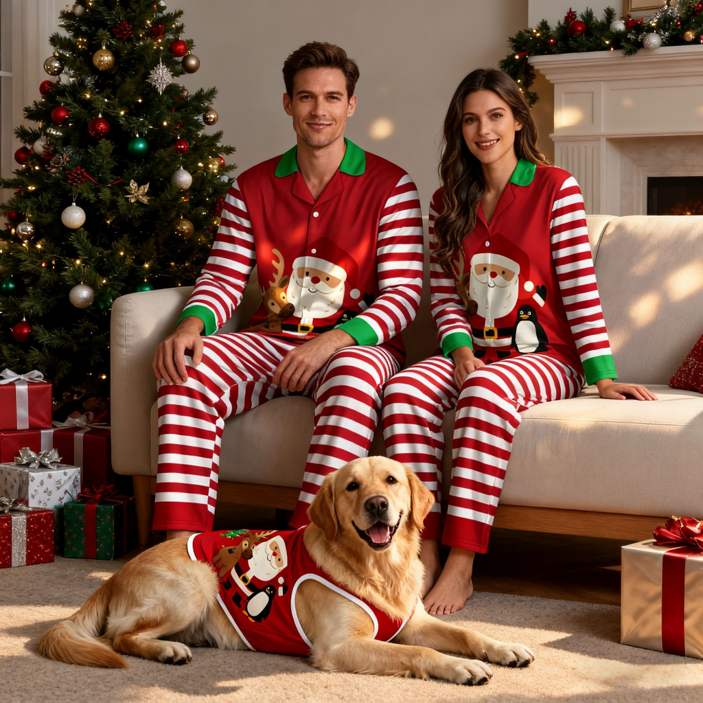 Holiday Santa Friends Matching Pajamas