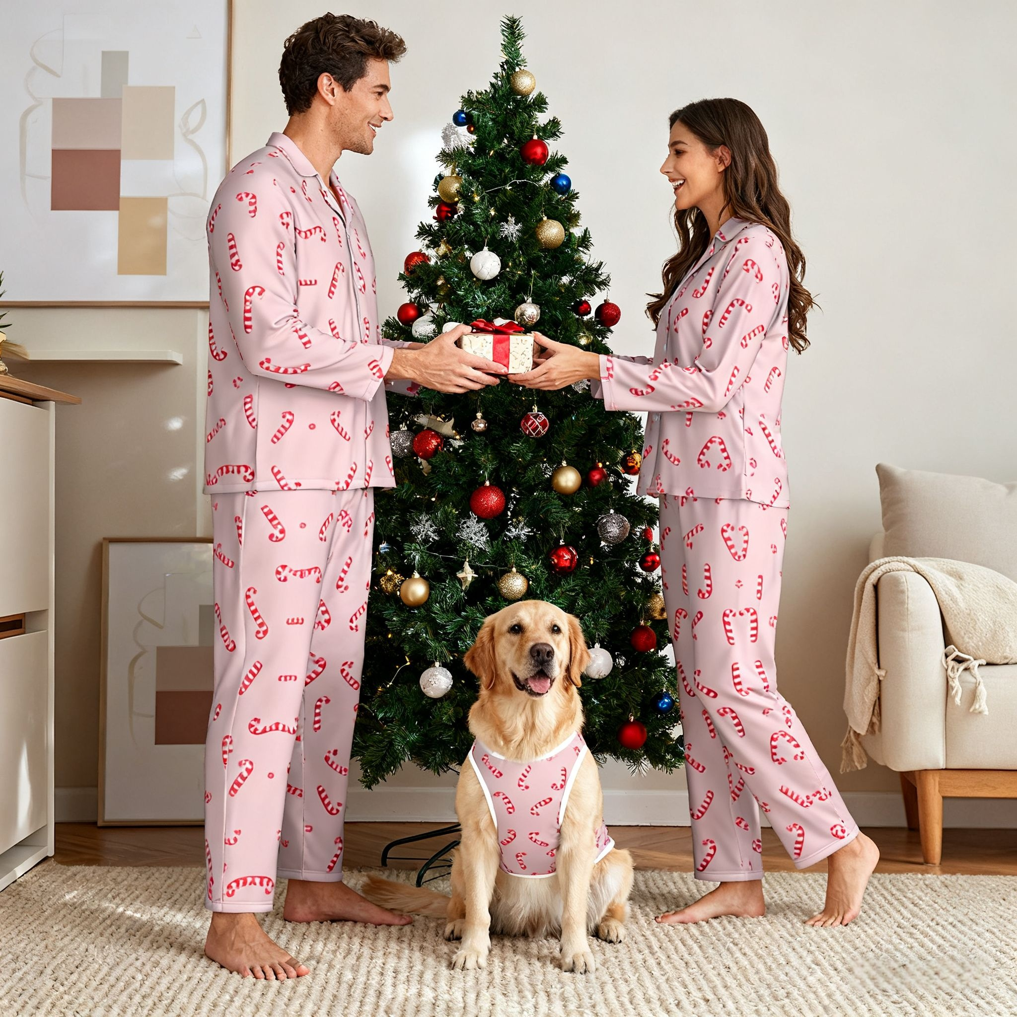 Holiday Candy Cane Fun Matching Pajamas