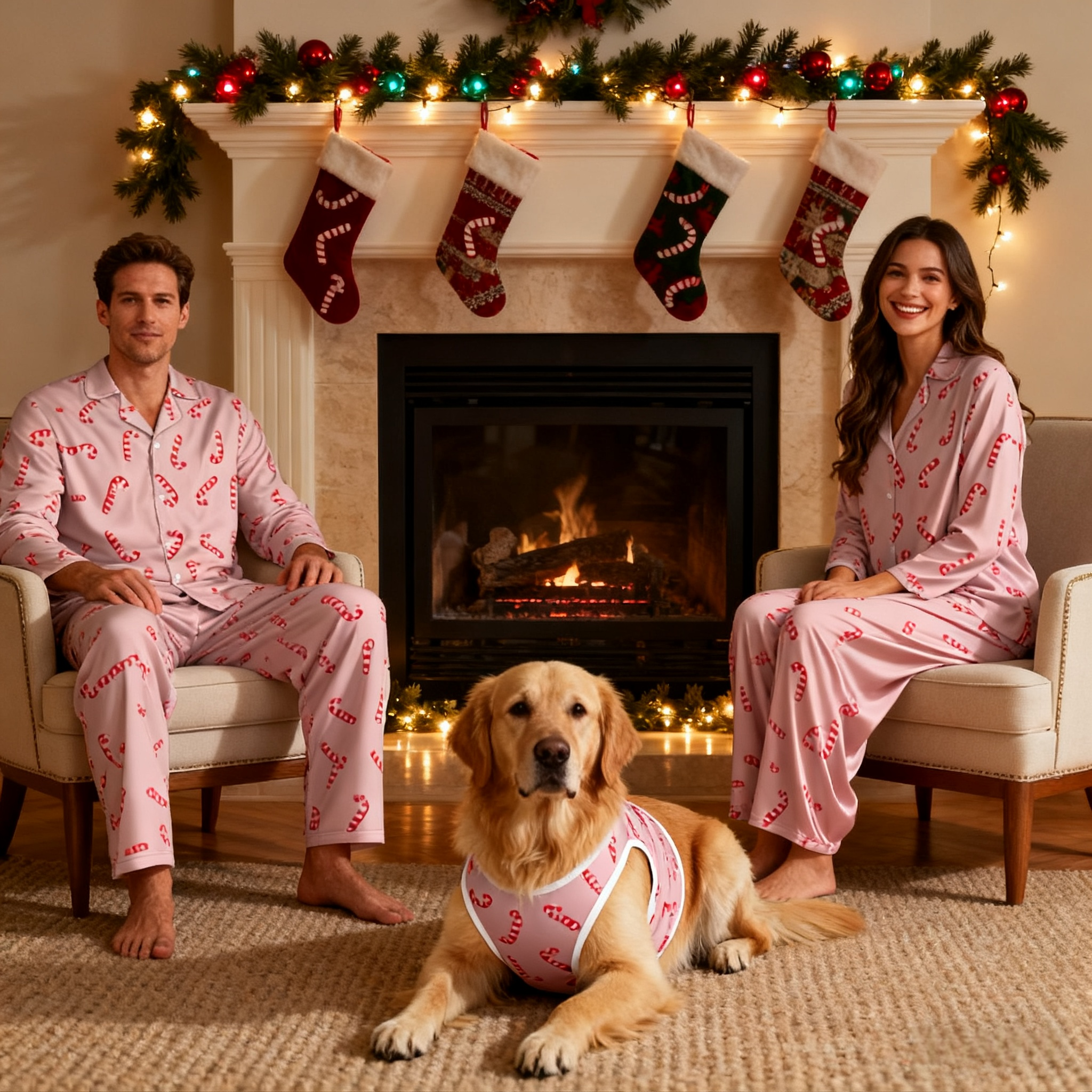Holiday Candy Cane Fun Matching Pajamas