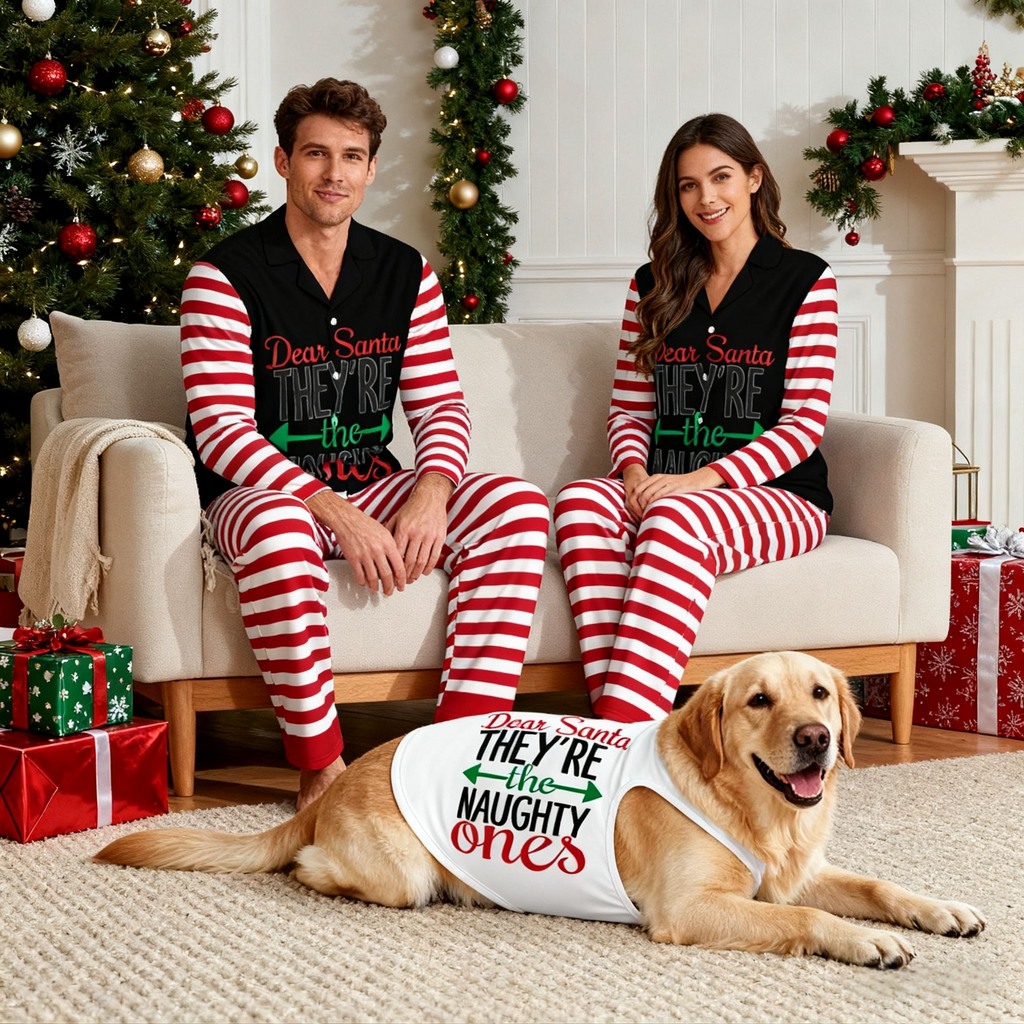 Holiday Naughty Print Matching Pajamas