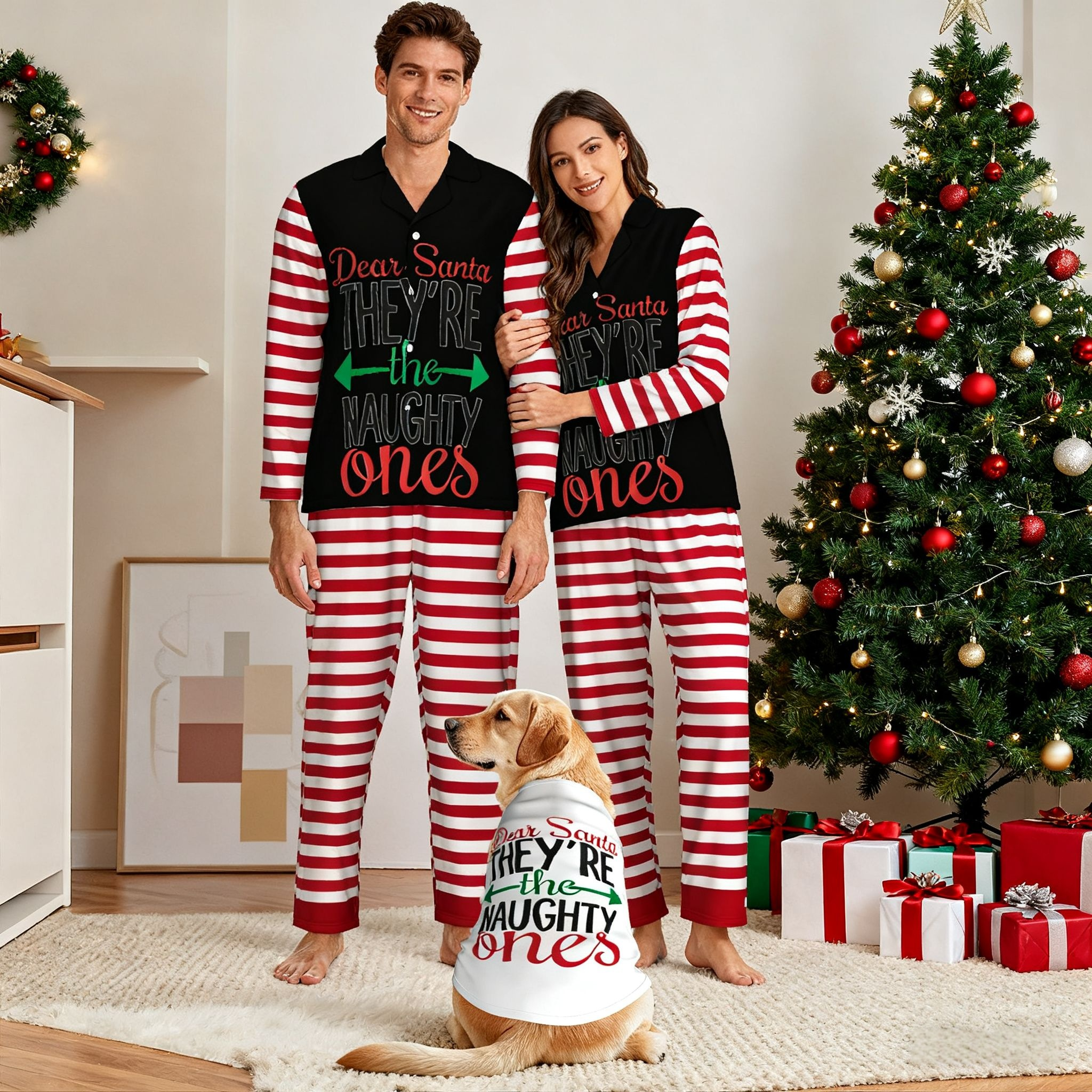 Holiday Naughty Print Matching Pajamas
