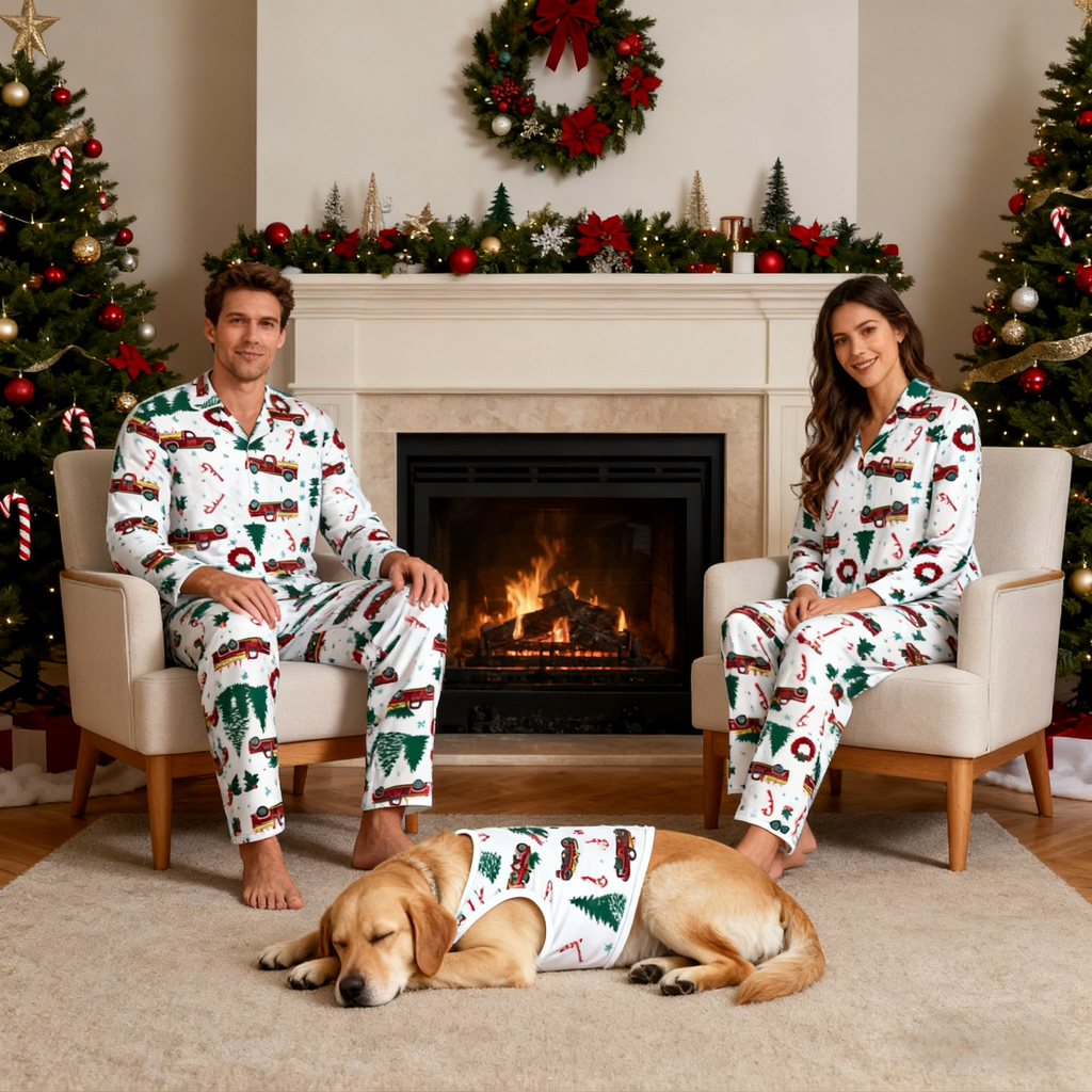 Holiday Christmas Truck Matching Pajamas