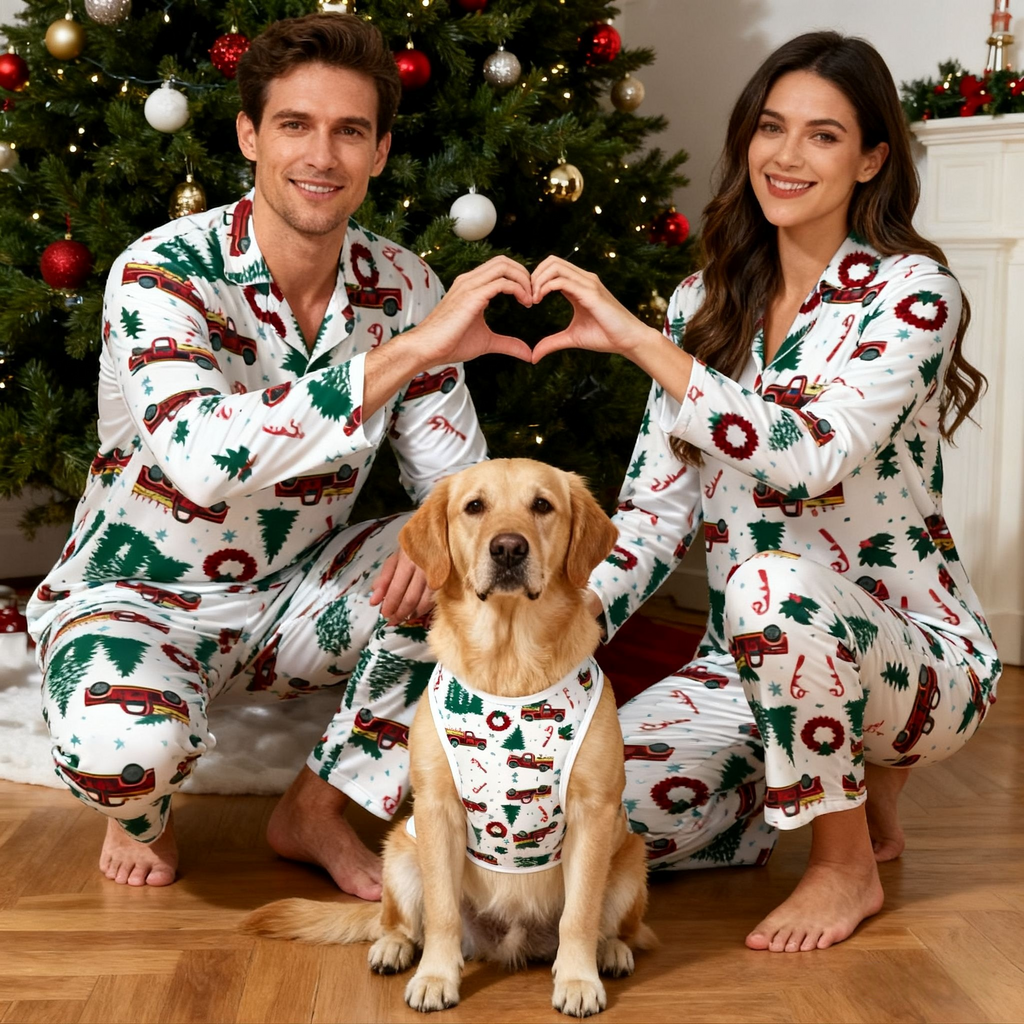 Holiday Christmas Truck Matching Pajamas