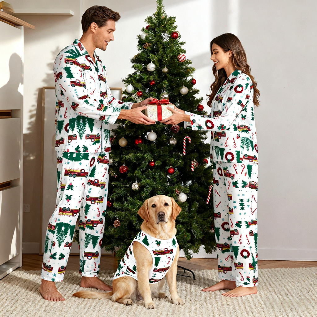 Holiday Christmas Truck Matching Pajamas