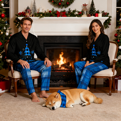 Holiday Blue Plaid Tree Matching Pajamas