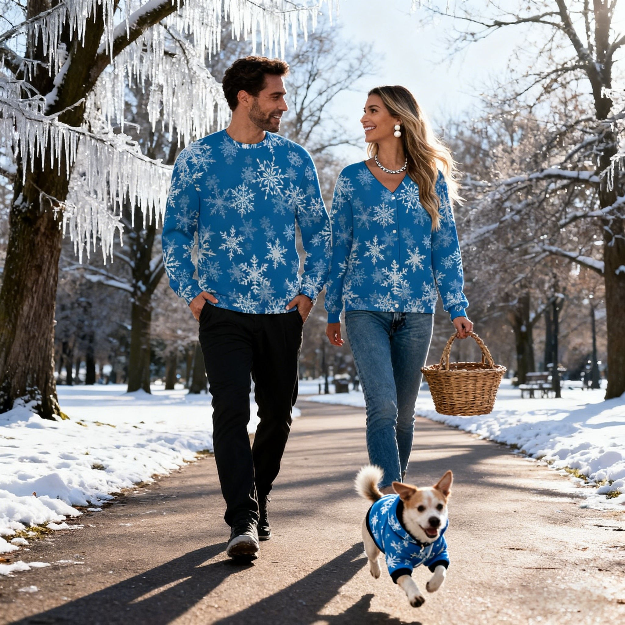 Holiday Blue Snowflakes Christmas Sweater