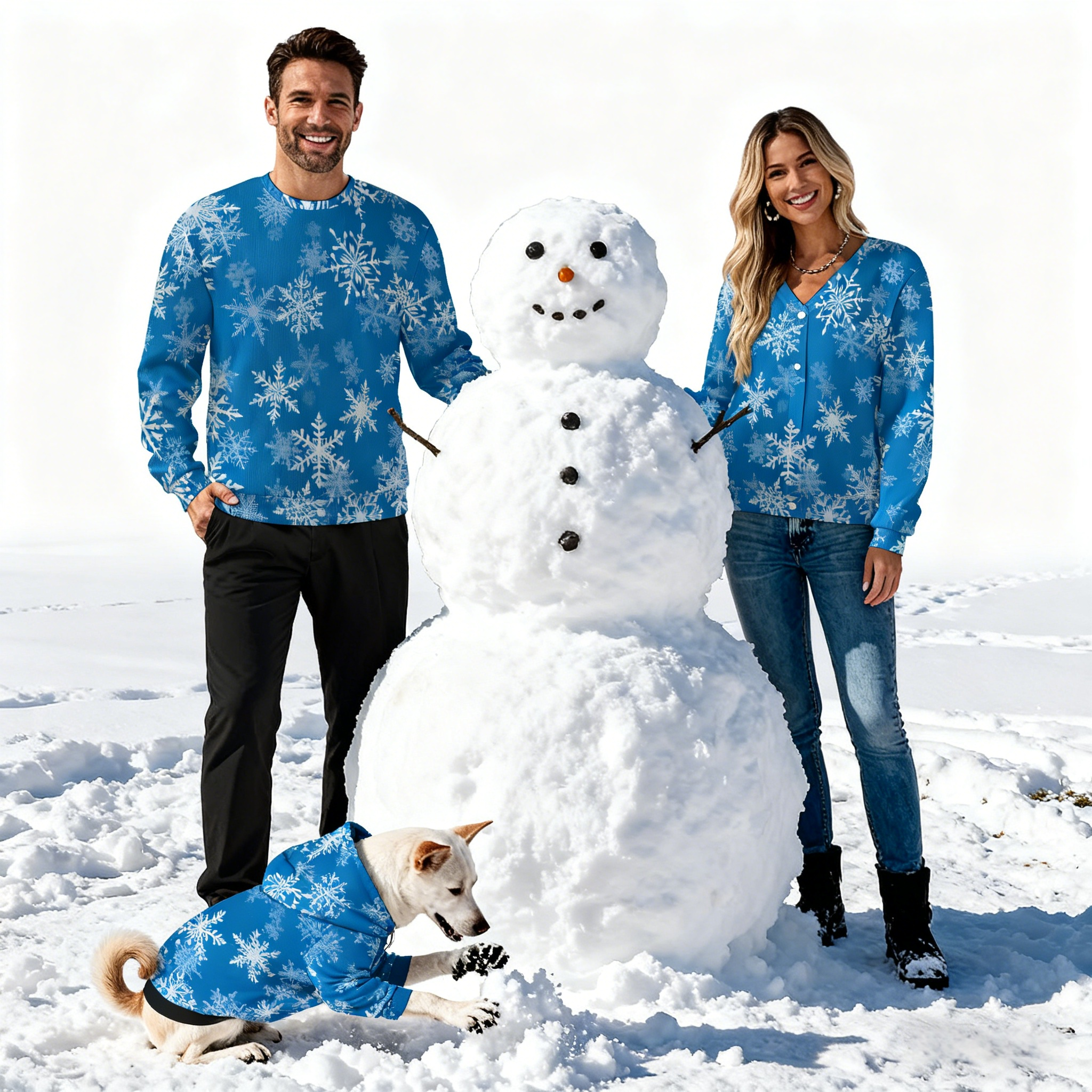 Holiday Blue Snowflakes Christmas Sweater