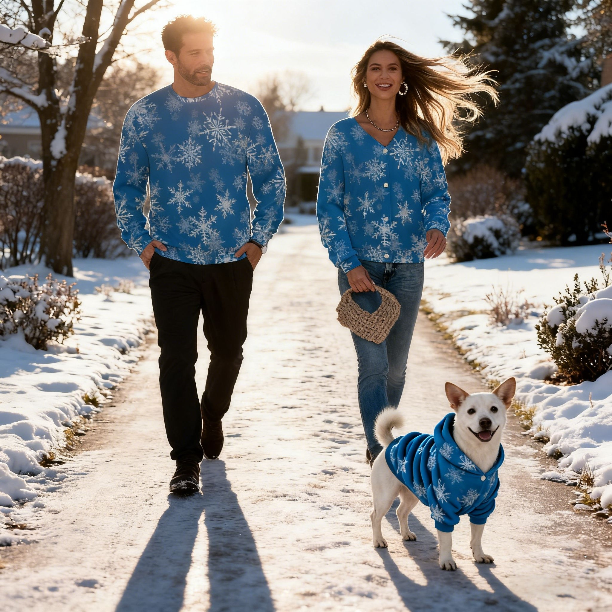 Holiday Blue Snowflakes Christmas Sweater