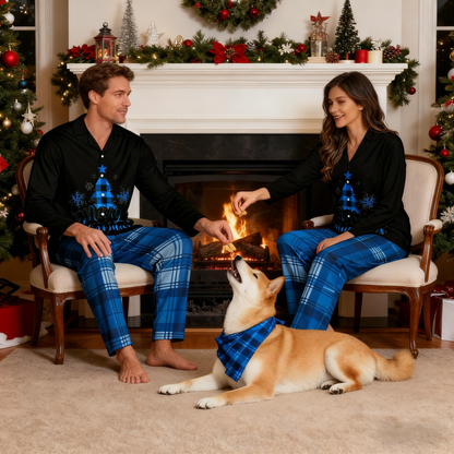Holiday Blue Plaid Tree Matching Pajamas
