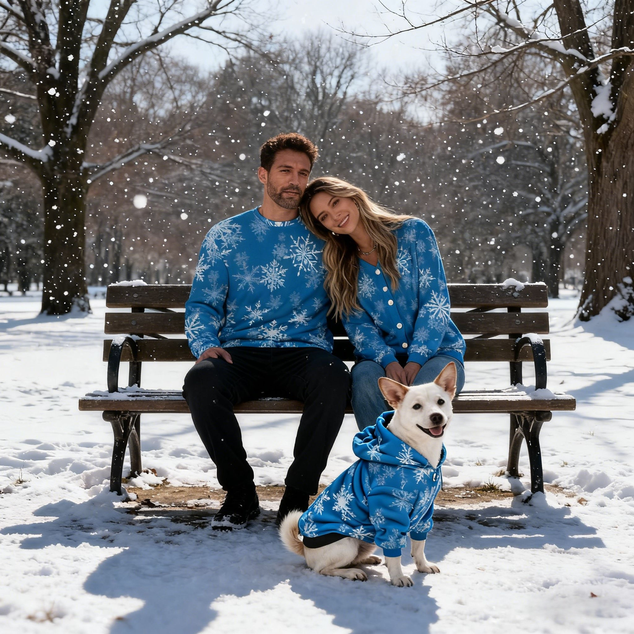 Holiday Blue Snowflakes Christmas Sweater