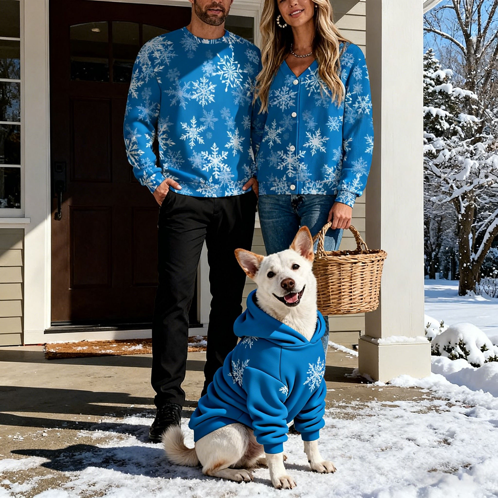 Holiday Blue Snowflakes Christmas Sweater