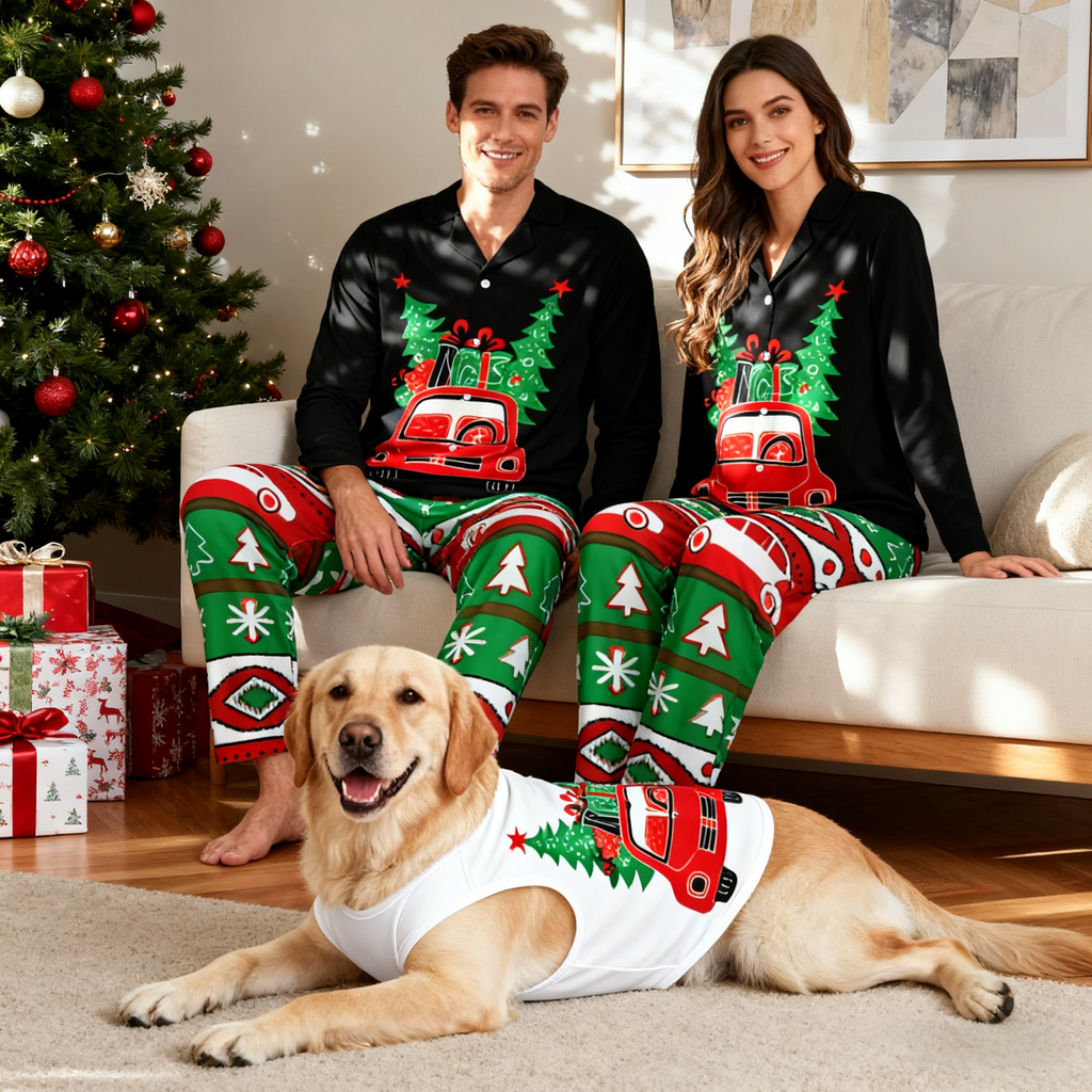 Holiday Jolly Red Truck Matching Pajamas