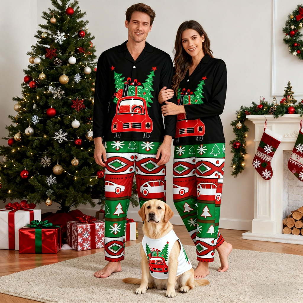 Holiday Jolly Red Truck Matching Pajamas