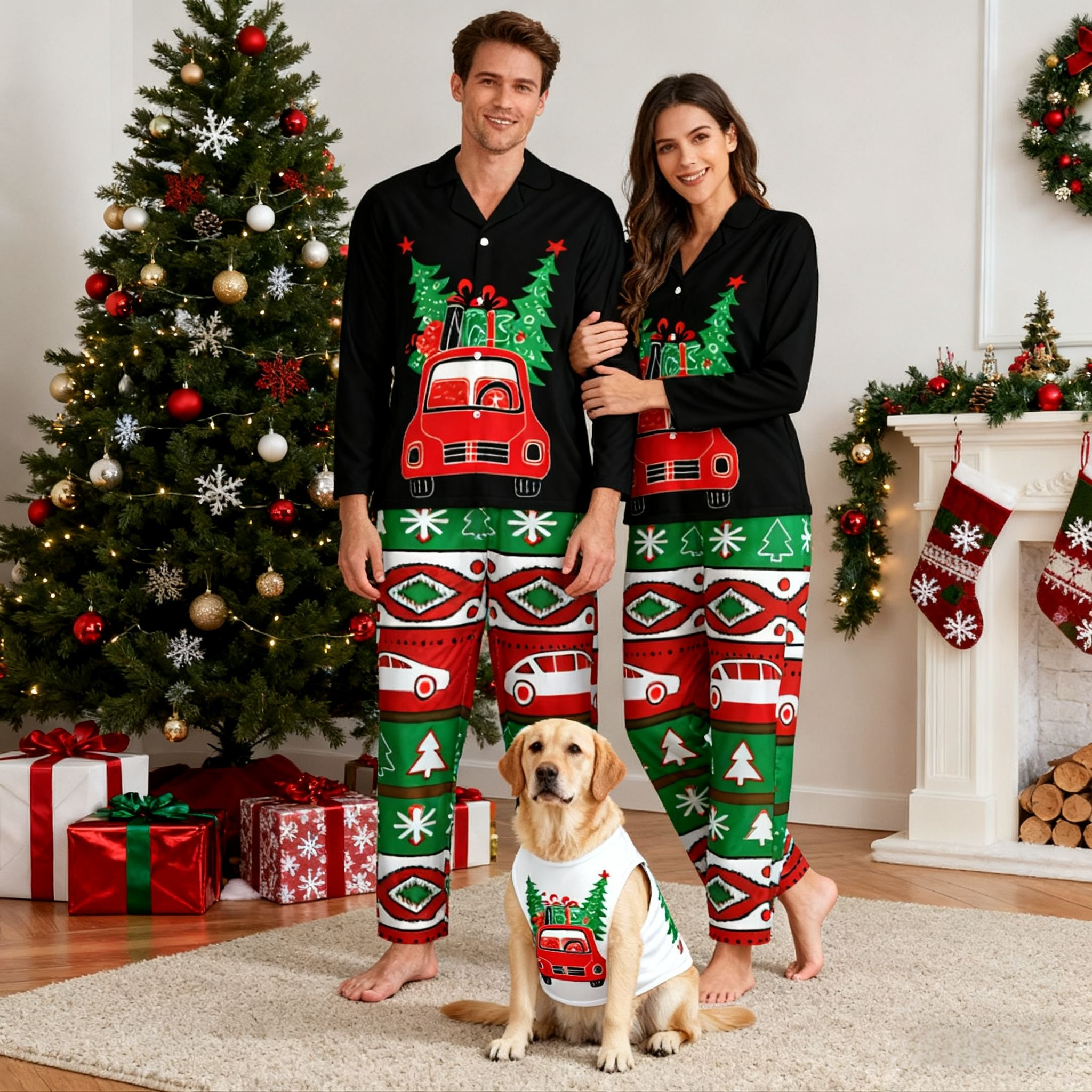 Holiday Jolly Red Truck Matching Pajamas