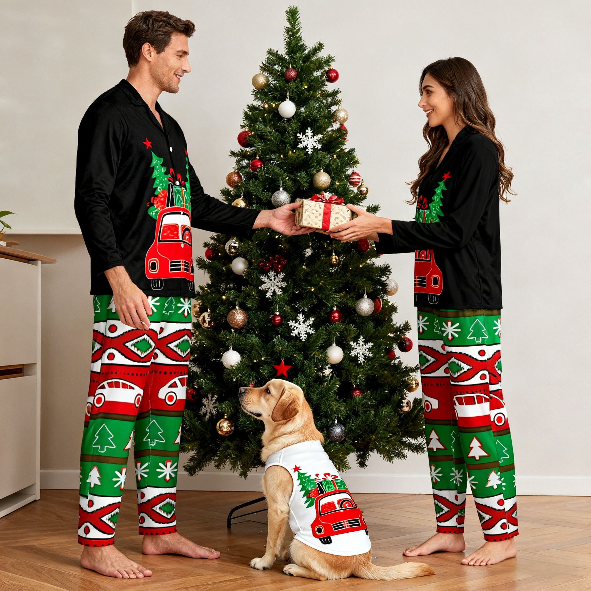 Holiday Jolly Red Truck Matching Pajamas