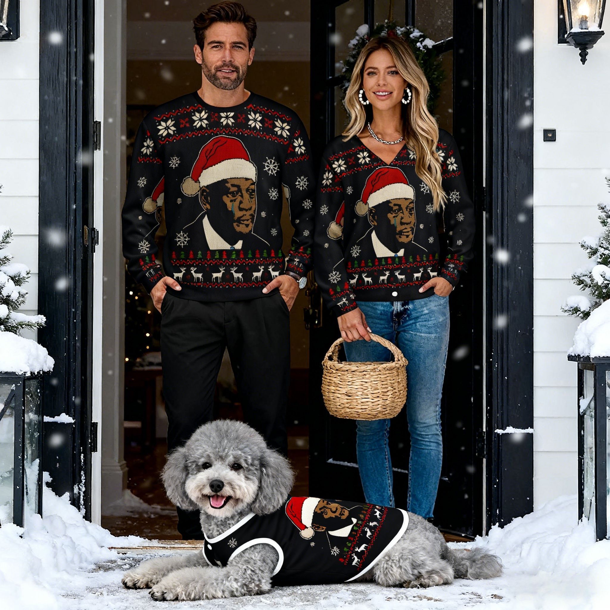 Holiday Santa Portrait Christmas Sweaters