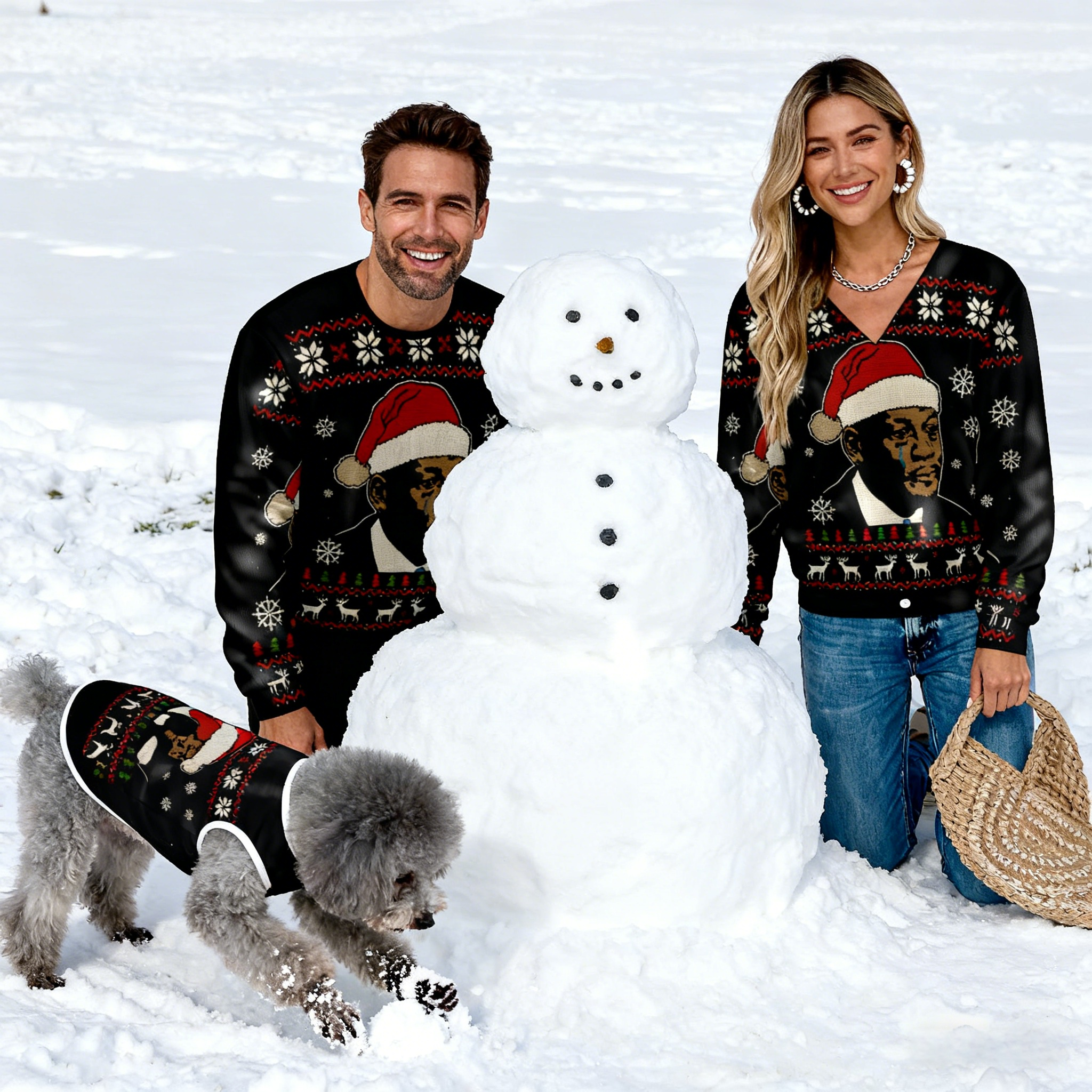 Holiday Santa Portrait Christmas Sweaters