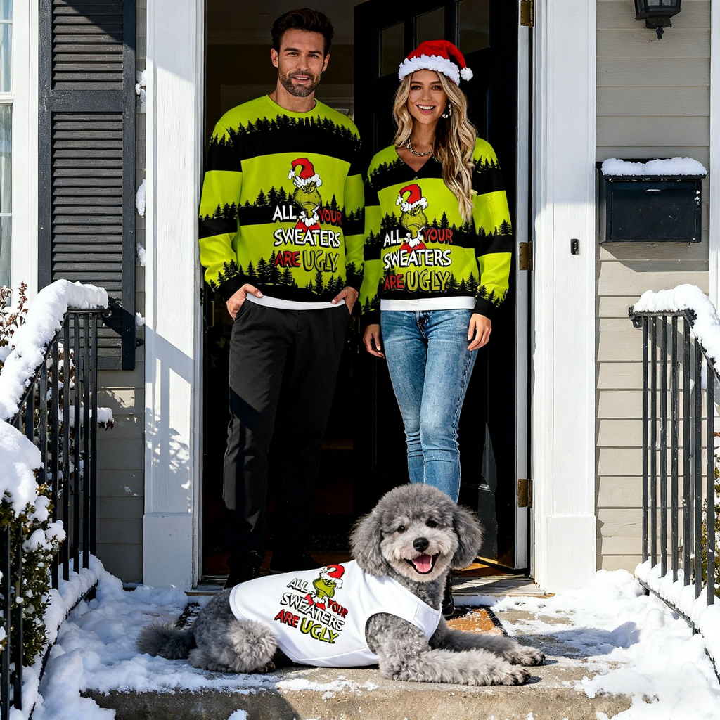 Holiday Grinch Ugly Sweater Matching Set