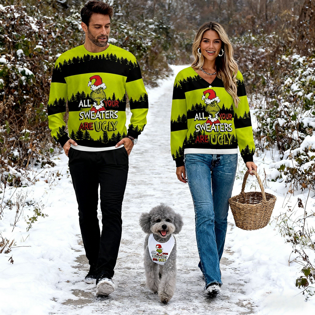 Holiday Grinch Ugly Sweater Matching Set