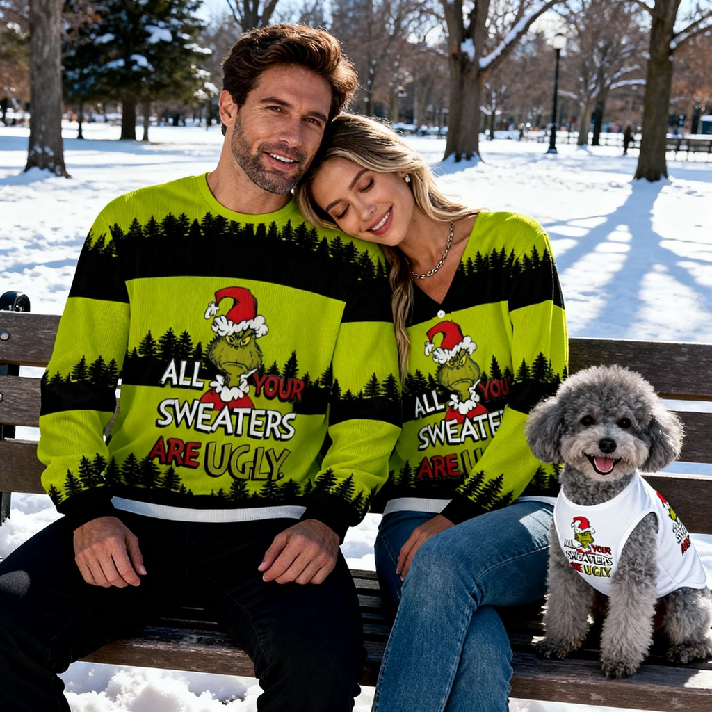Holiday Grinch Ugly Sweater Matching Set