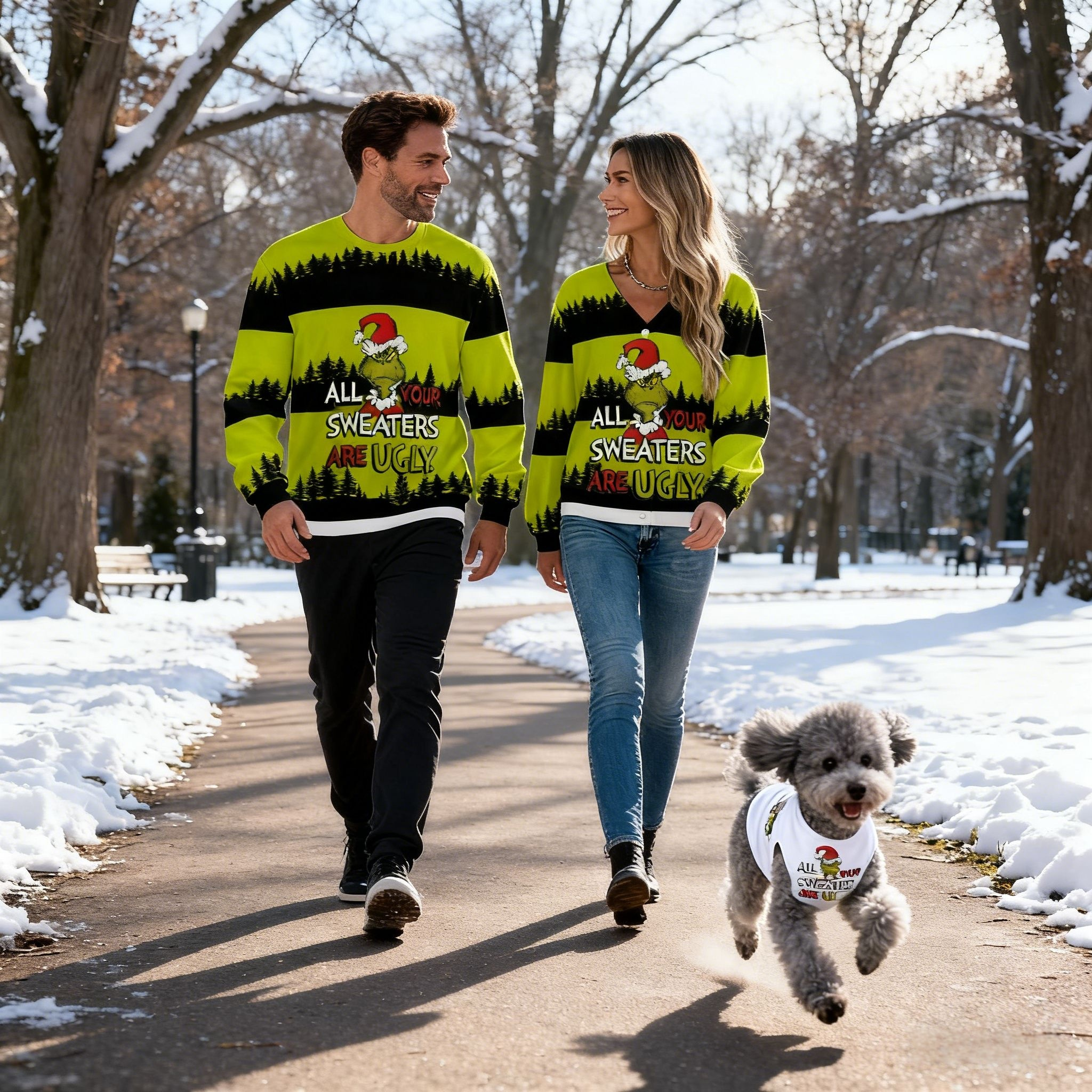 Holiday Grinch Ugly Sweater Matching Set