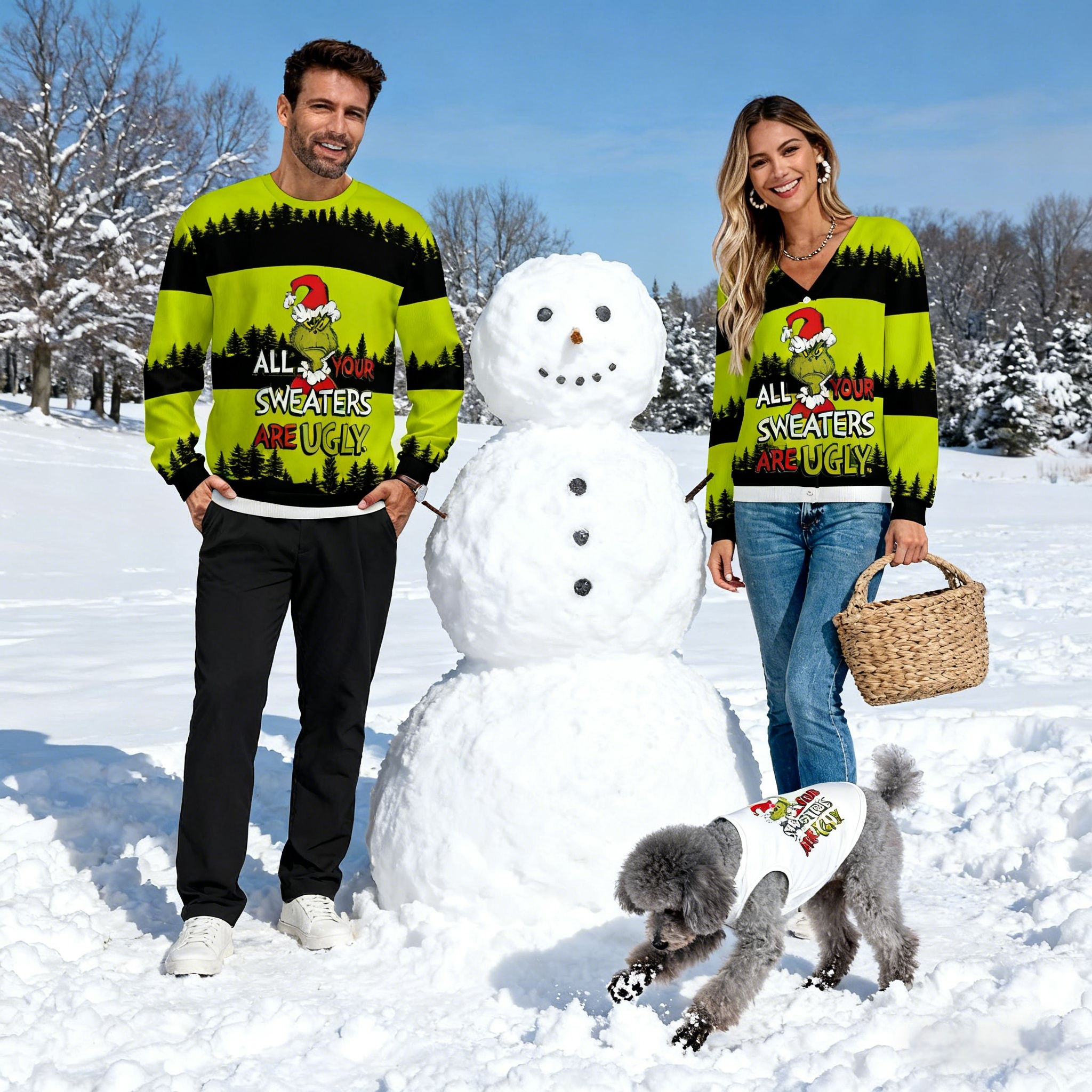 Holiday Grinch Ugly Sweater Matching Set