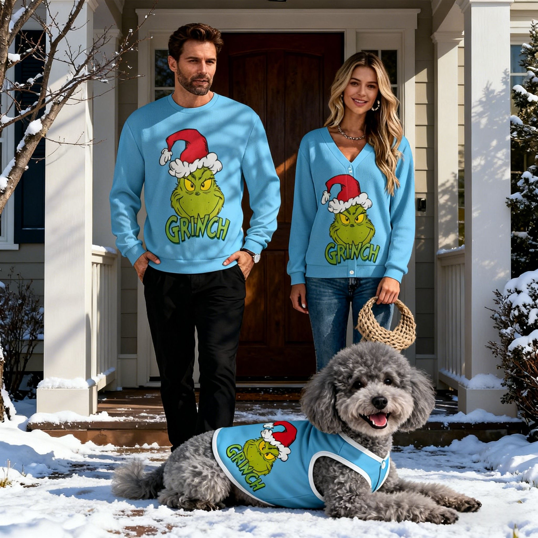 Holiday Grinch Face Christmas Sweater