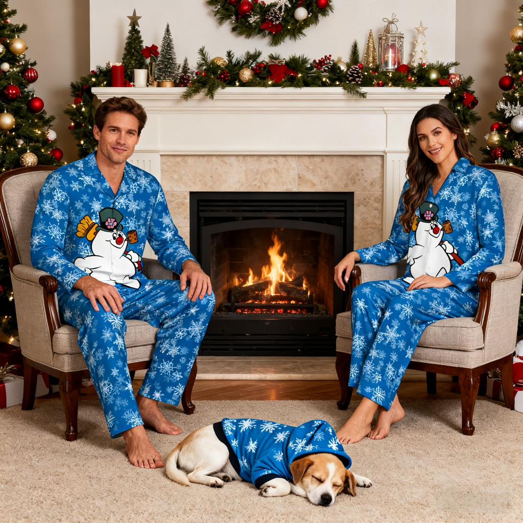 Holiday Snowman Frosty Blue Matching Pajamas