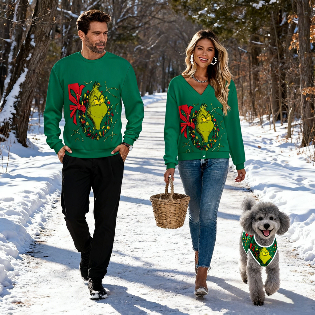 Holiday Grinch Wreath Sweater