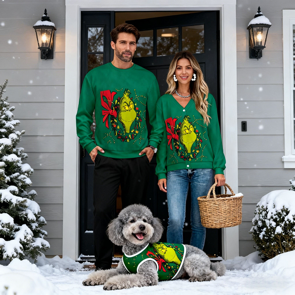Holiday Grinch Wreath Sweater