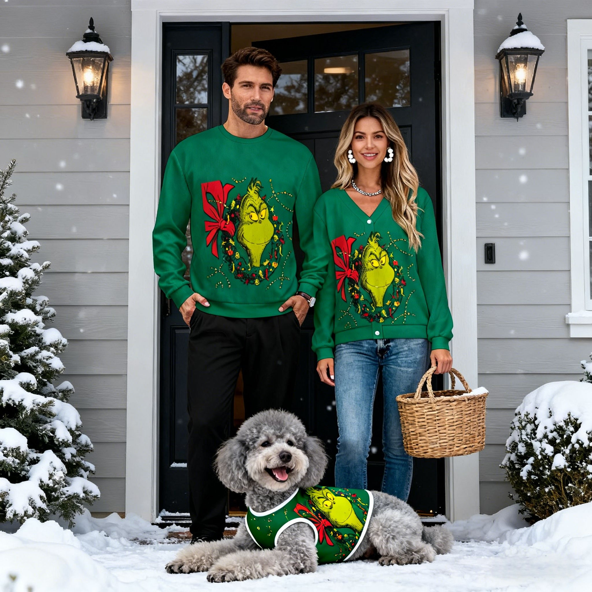 Holiday Grinch Wreath Sweater