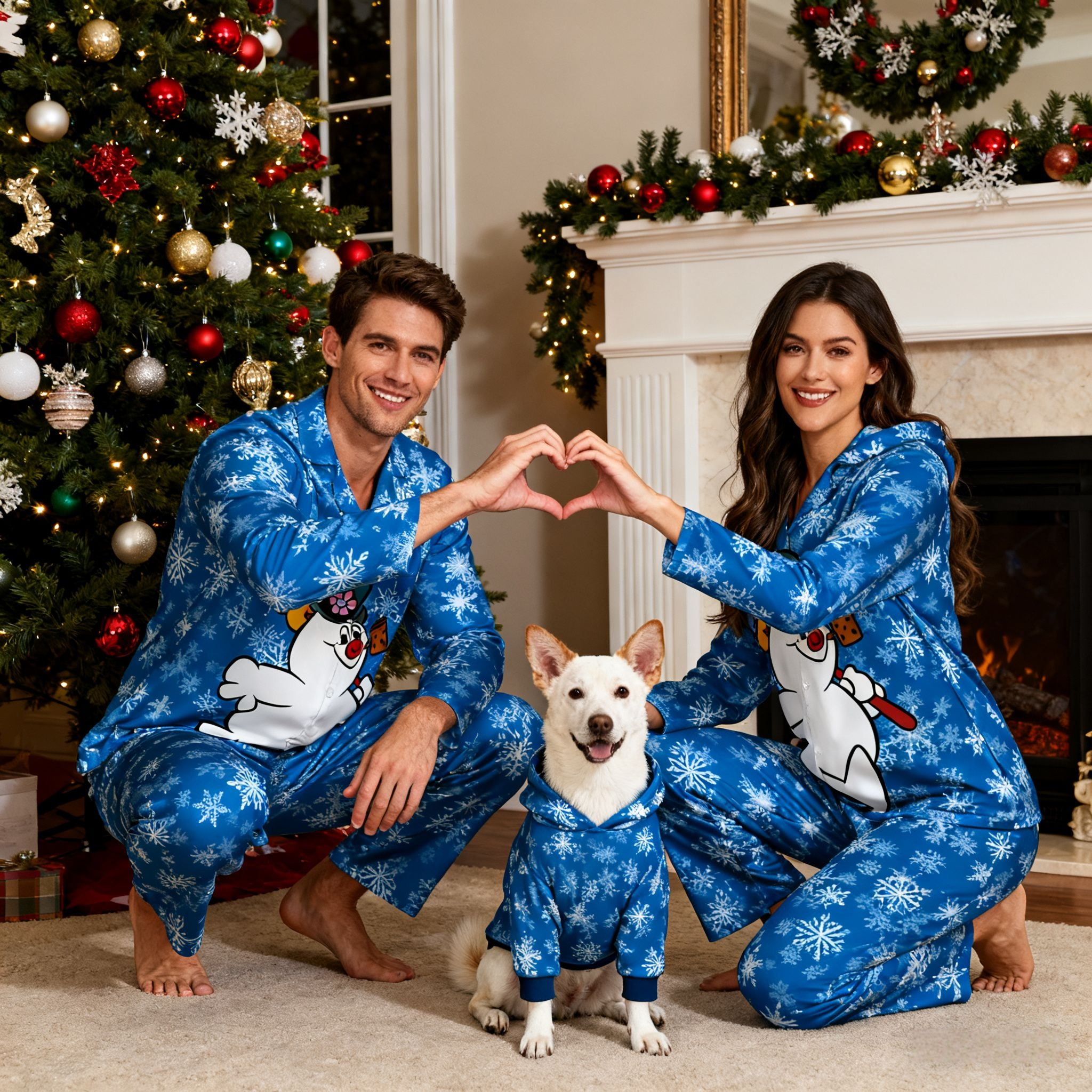 Holiday Snowman Frosty Blue Matching Pajamas