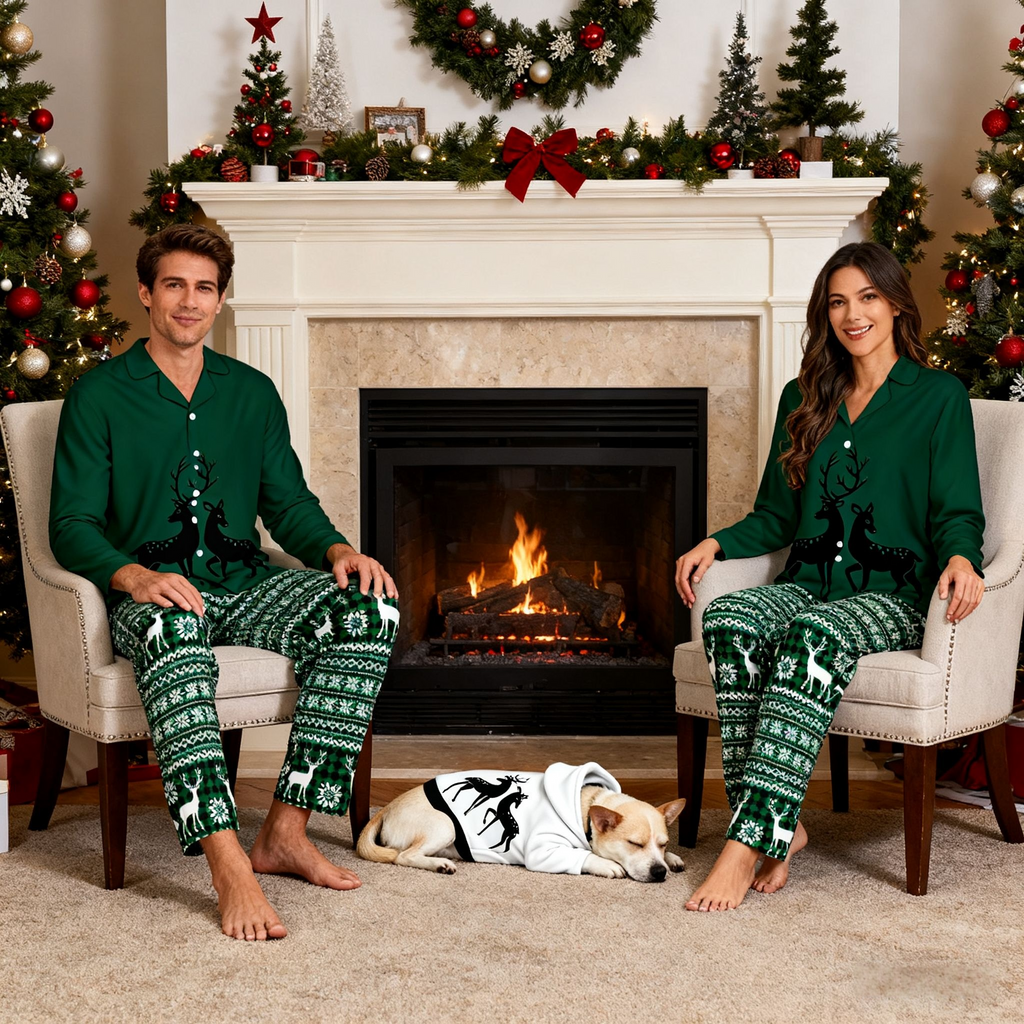 Holiday Forest Reindeer Matching Pajamas
