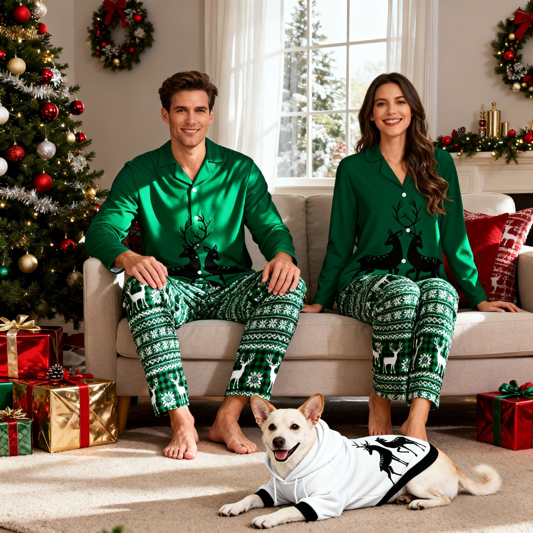 Holiday Forest Reindeer Matching Pajamas