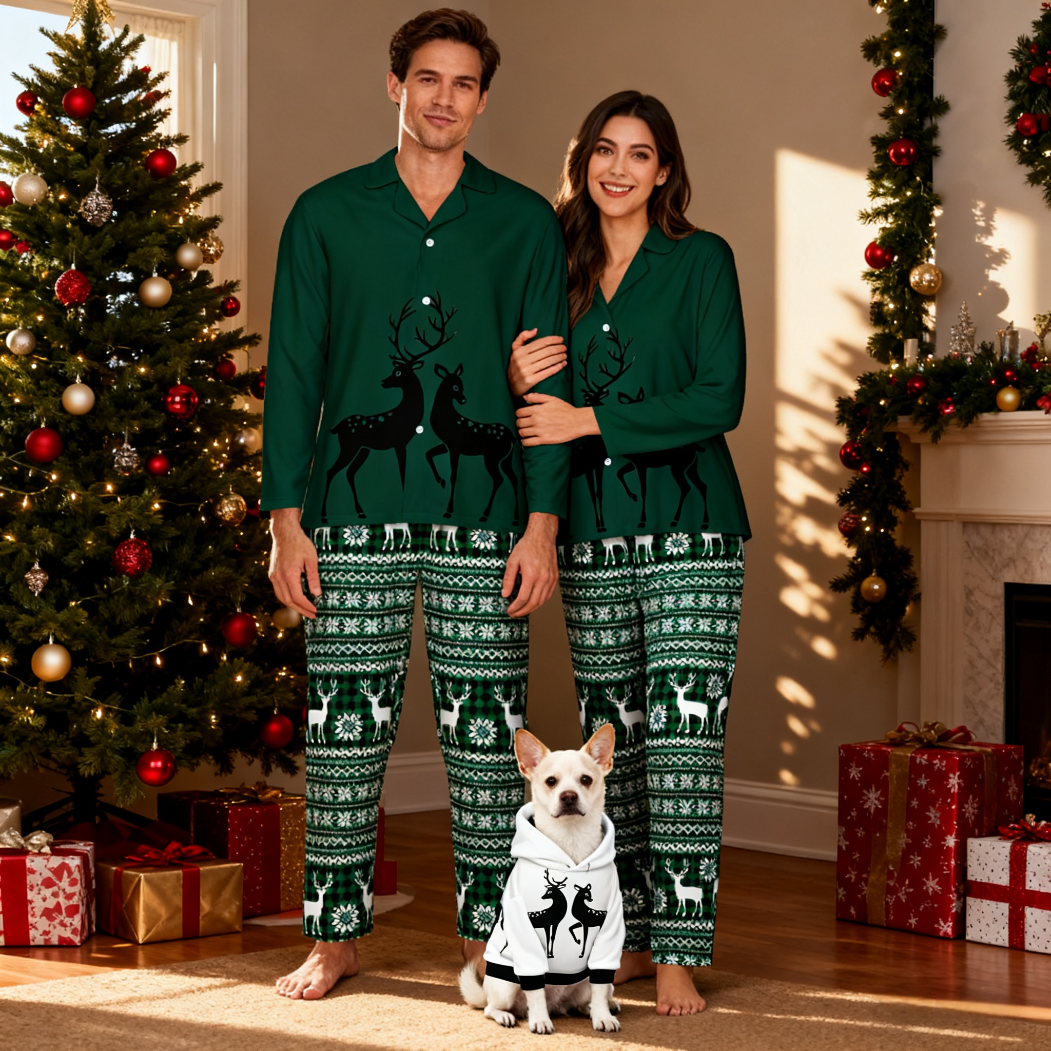 Holiday Forest Reindeer Matching Pajamas